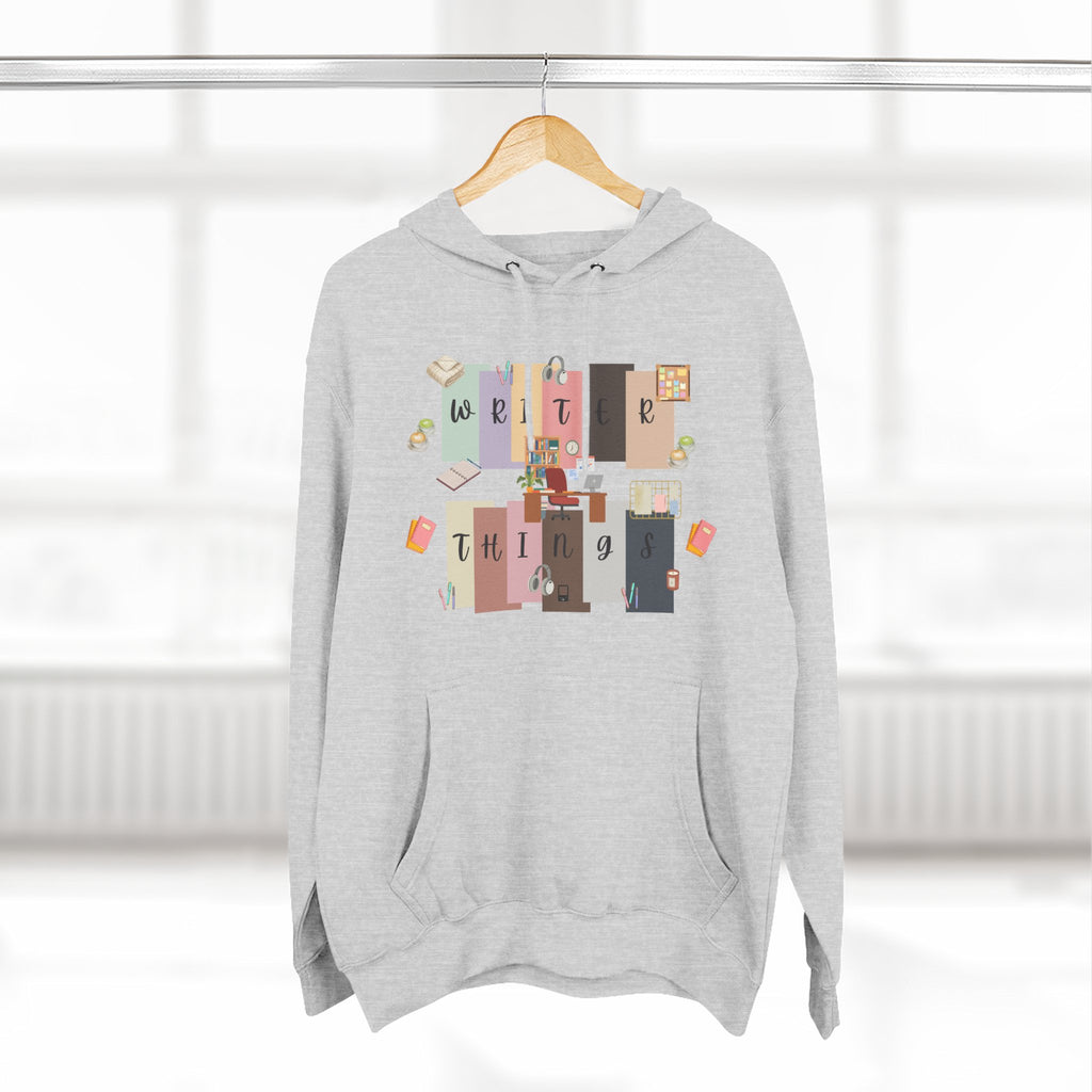 Writer Hoodie — Retro Collage Graphic "Writer Things" Comfort Pullover