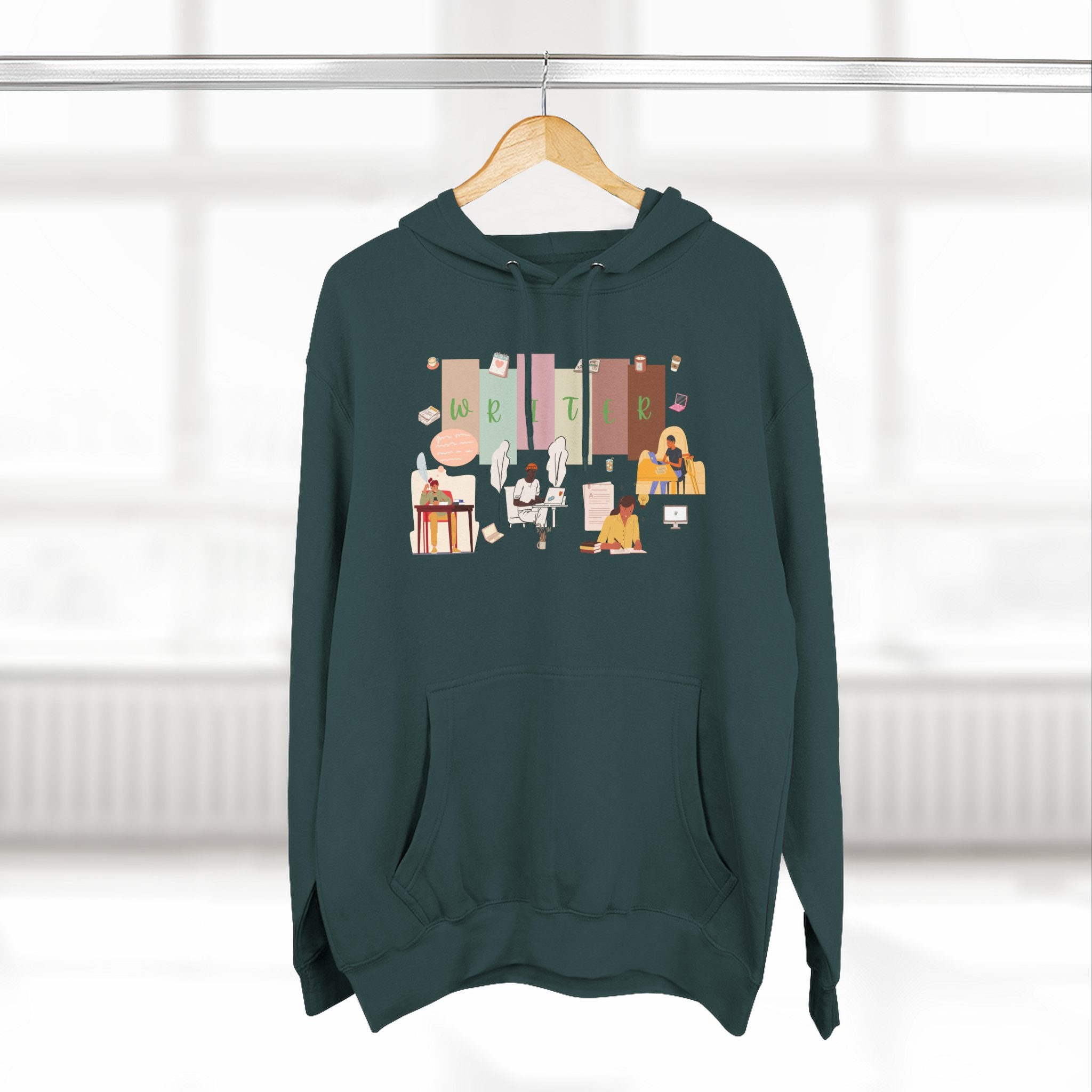 Writer Hoodie — Cozy Typewriter & Notebook Literary Sweatshirt