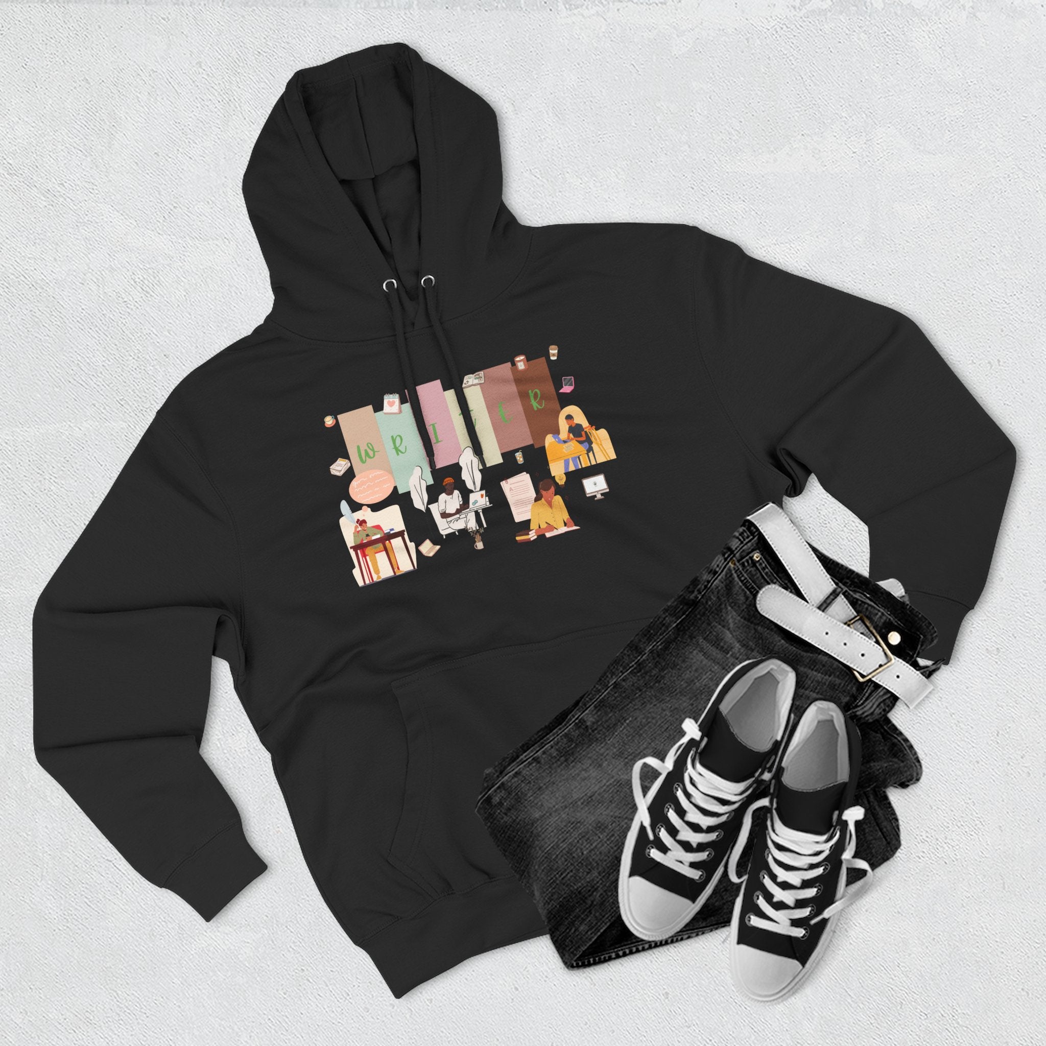 Writer Hoodie — Cozy Typewriter & Notebook Literary Sweatshirt