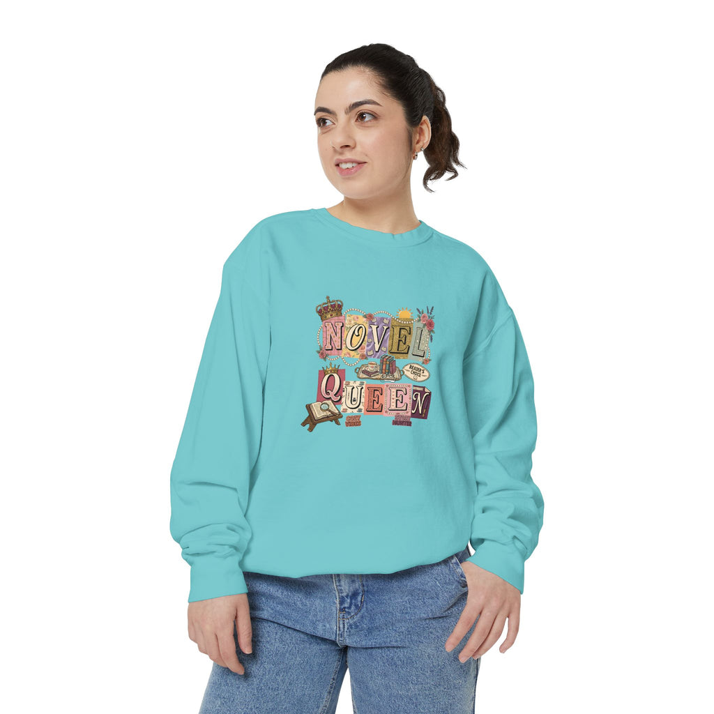 Novel Queen Sweatshirt — Vintage Booklover Literary Graphic Crewneck