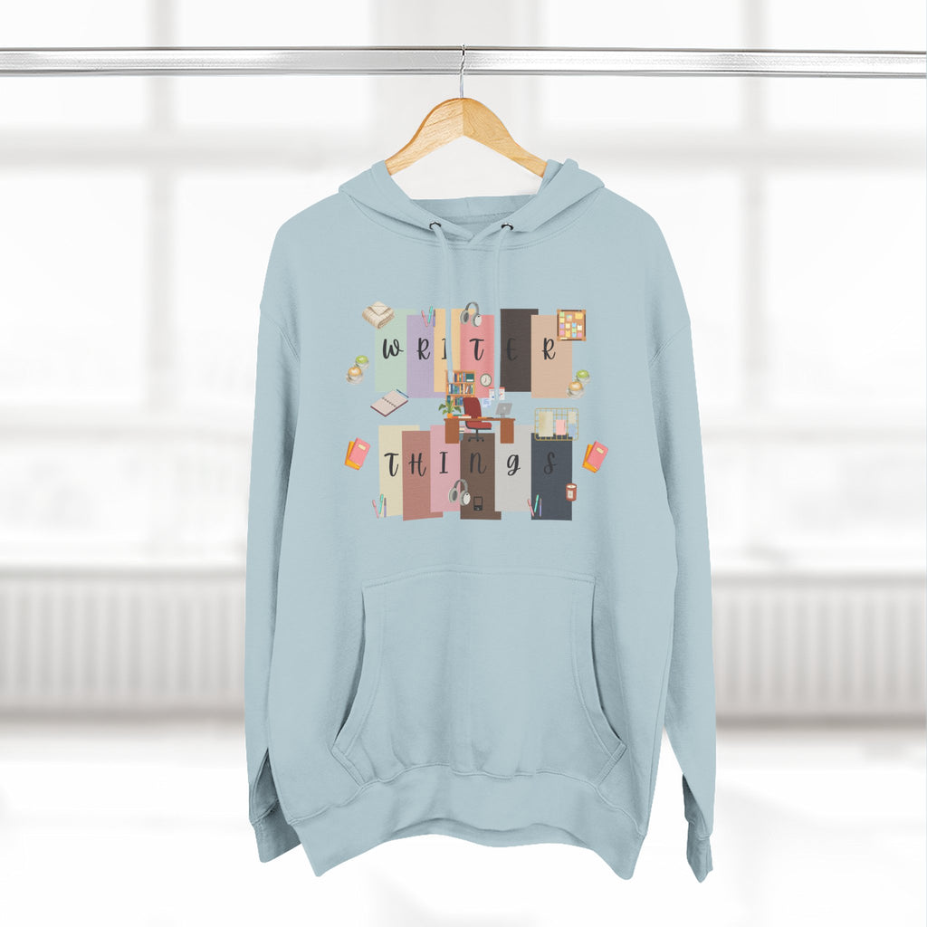 Writer Hoodie — Retro Collage Graphic "Writer Things" Comfort Pullover