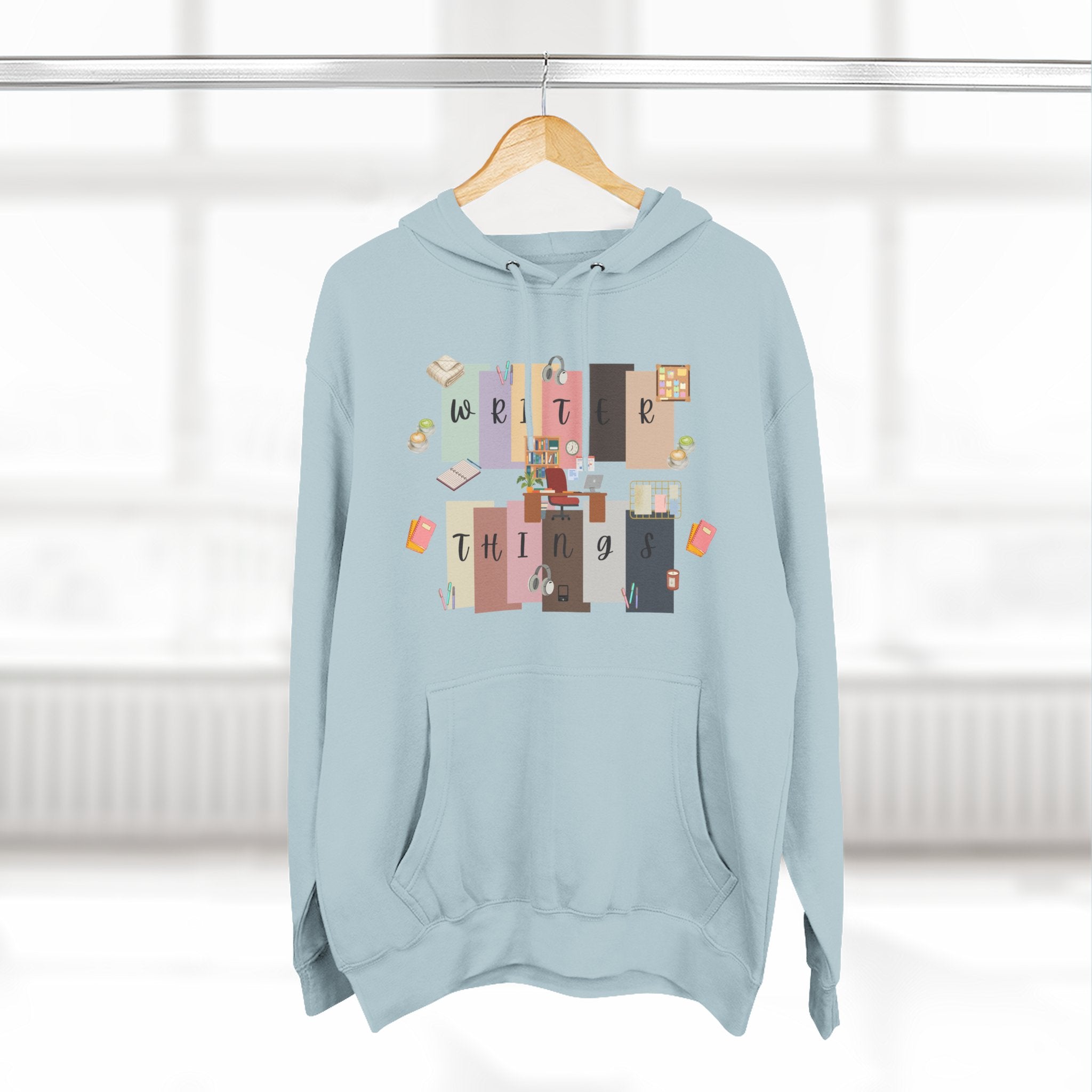 Writer Hoodie — Retro Collage Graphic "Writer Things" Comfort Pullover