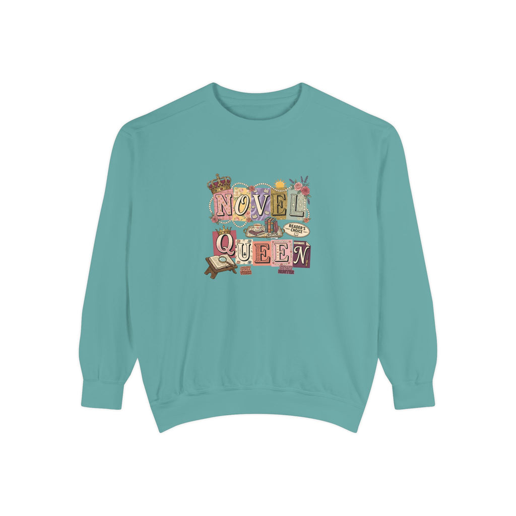 Novel Queen Sweatshirt — Vintage Booklover Literary Graphic Crewneck