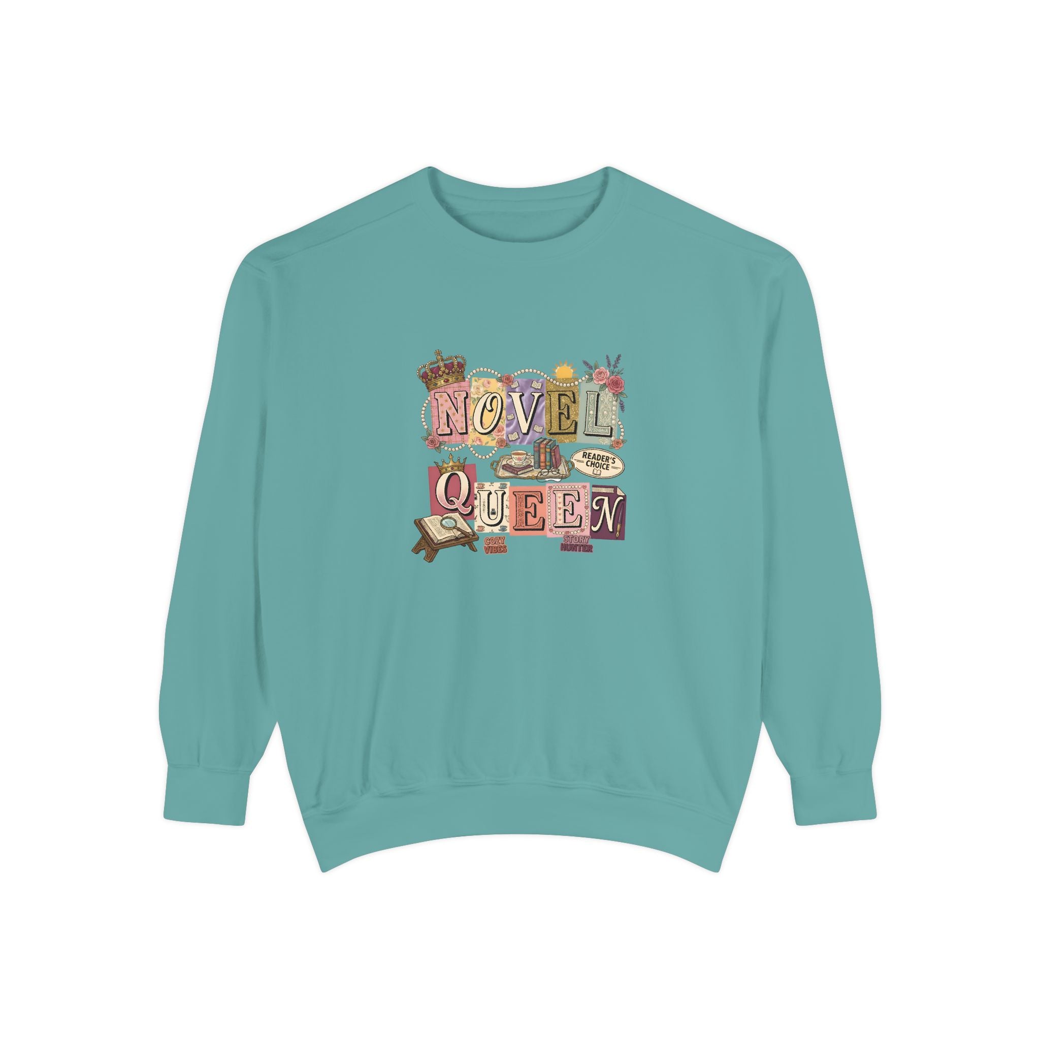 Novel Queen Sweatshirt — Vintage Booklover Literary Graphic Crewneck