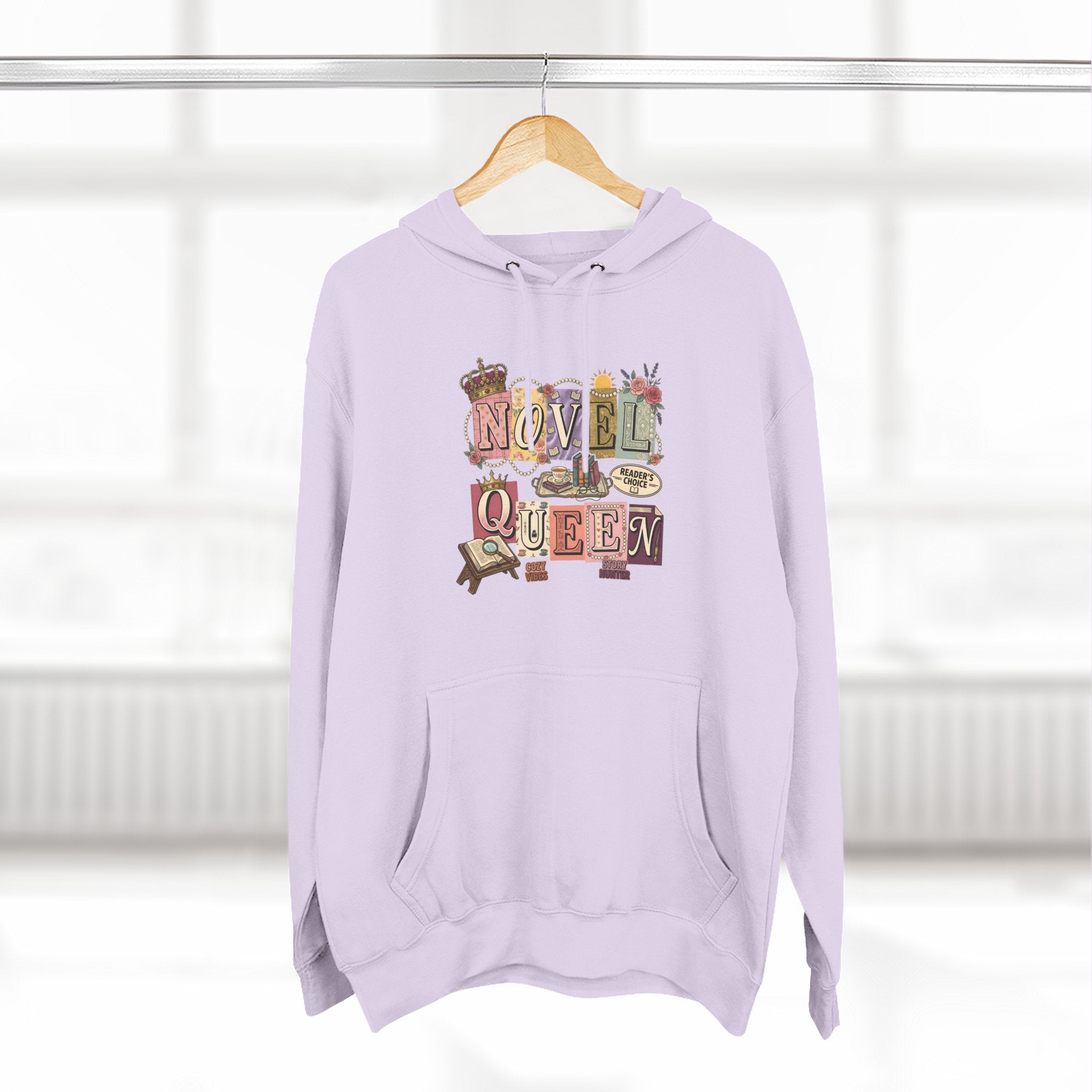 Novel Queen Hoodie — Vintage Book Lover Graphic Pullover