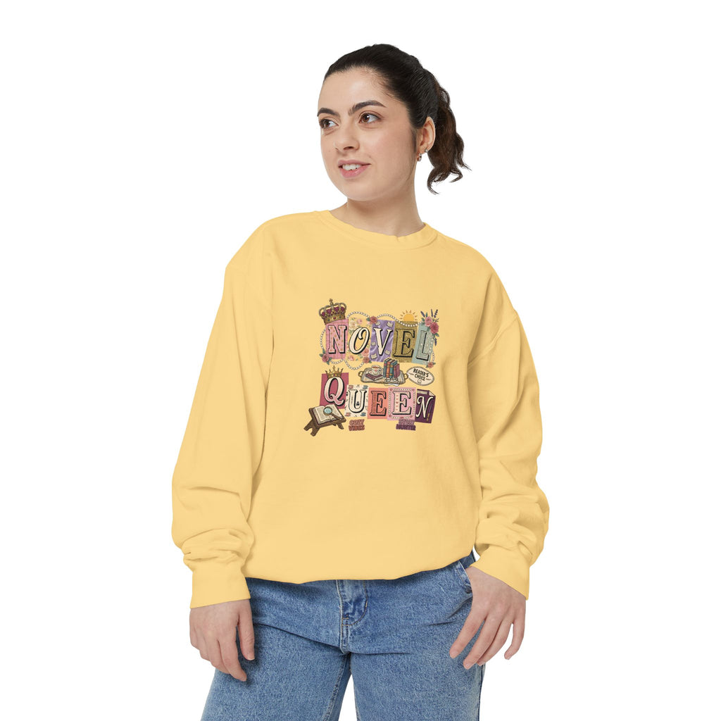Novel Queen Sweatshirt — Vintage Booklover Literary Graphic Crewneck