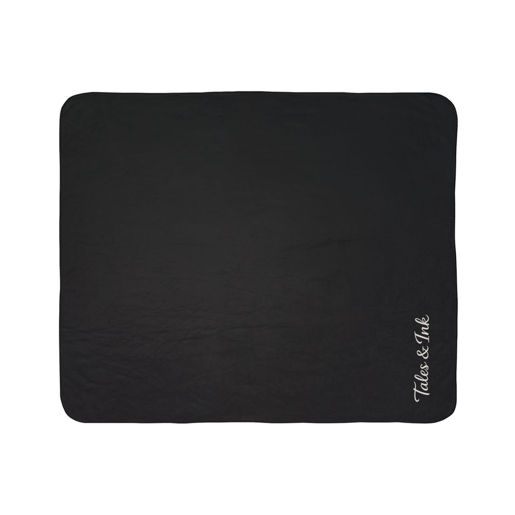 Copy of Sherpa Blanket – Soft Black Fleece Cozy Throw (Tales & Ink Script)