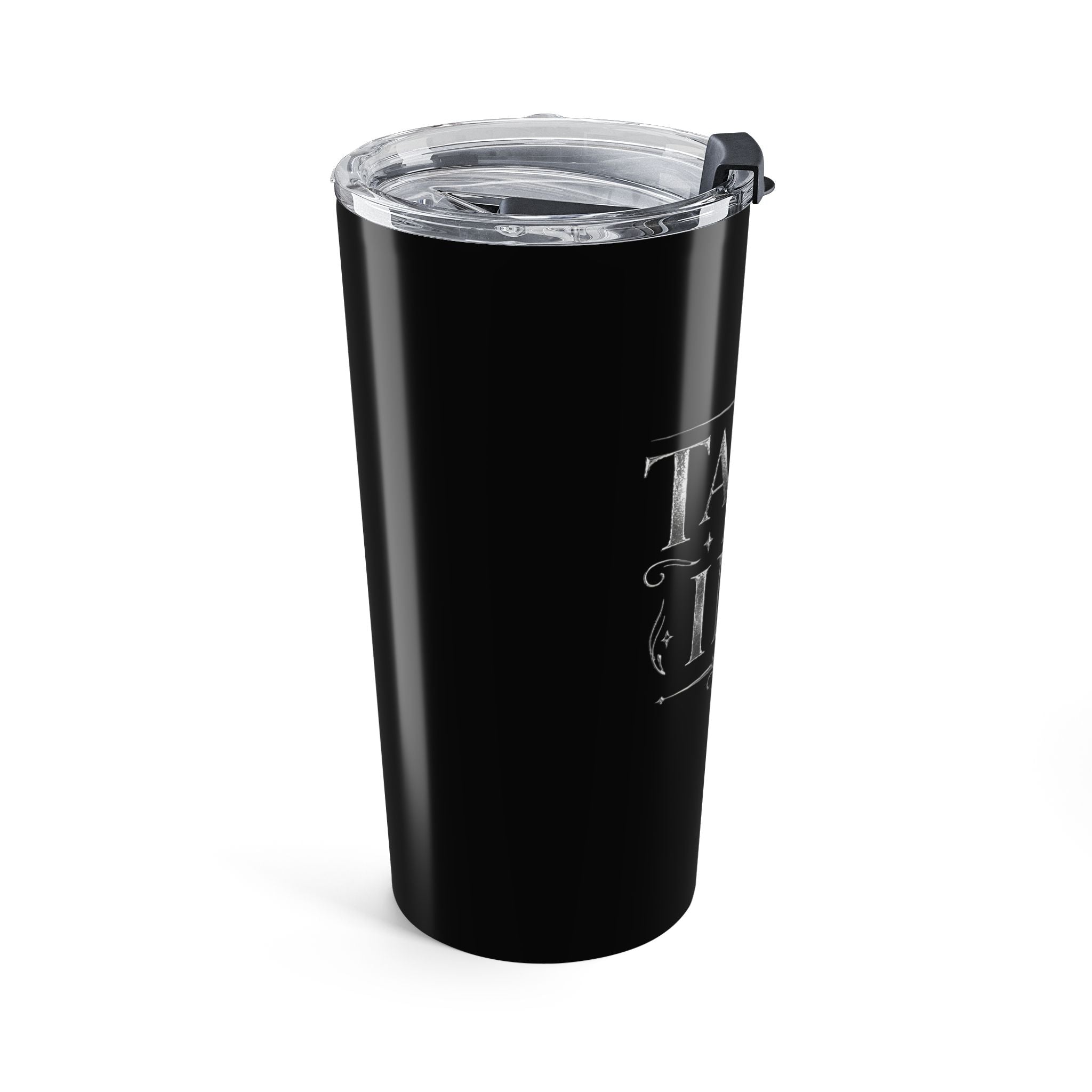 Tumbler — Grey 20oz Insulated Travel Cup with "Tales & Ink" Script