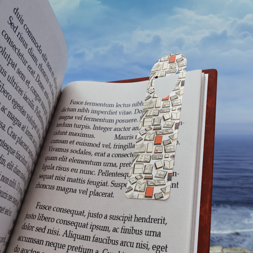 Vintage Books Metal Bookmark — Illustrated Stacked Books Pattern