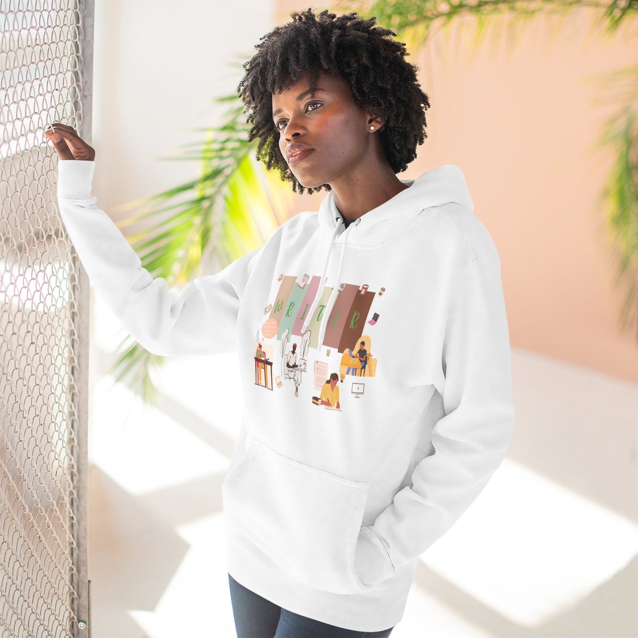 Writer Hoodie — Cozy Typewriter & Notebook Literary Sweatshirt