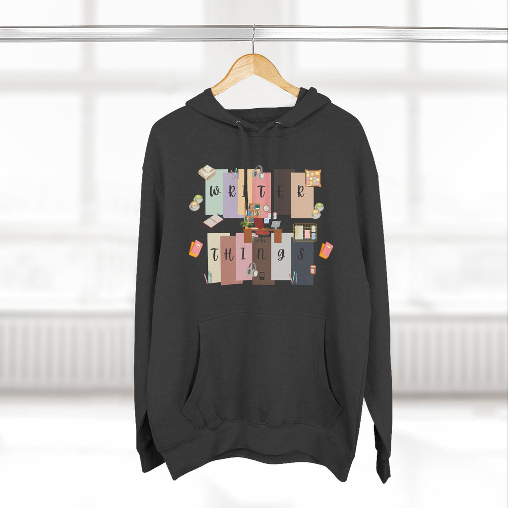 Writer Hoodie — Retro Collage Graphic "Writer Things" Comfort Pullover