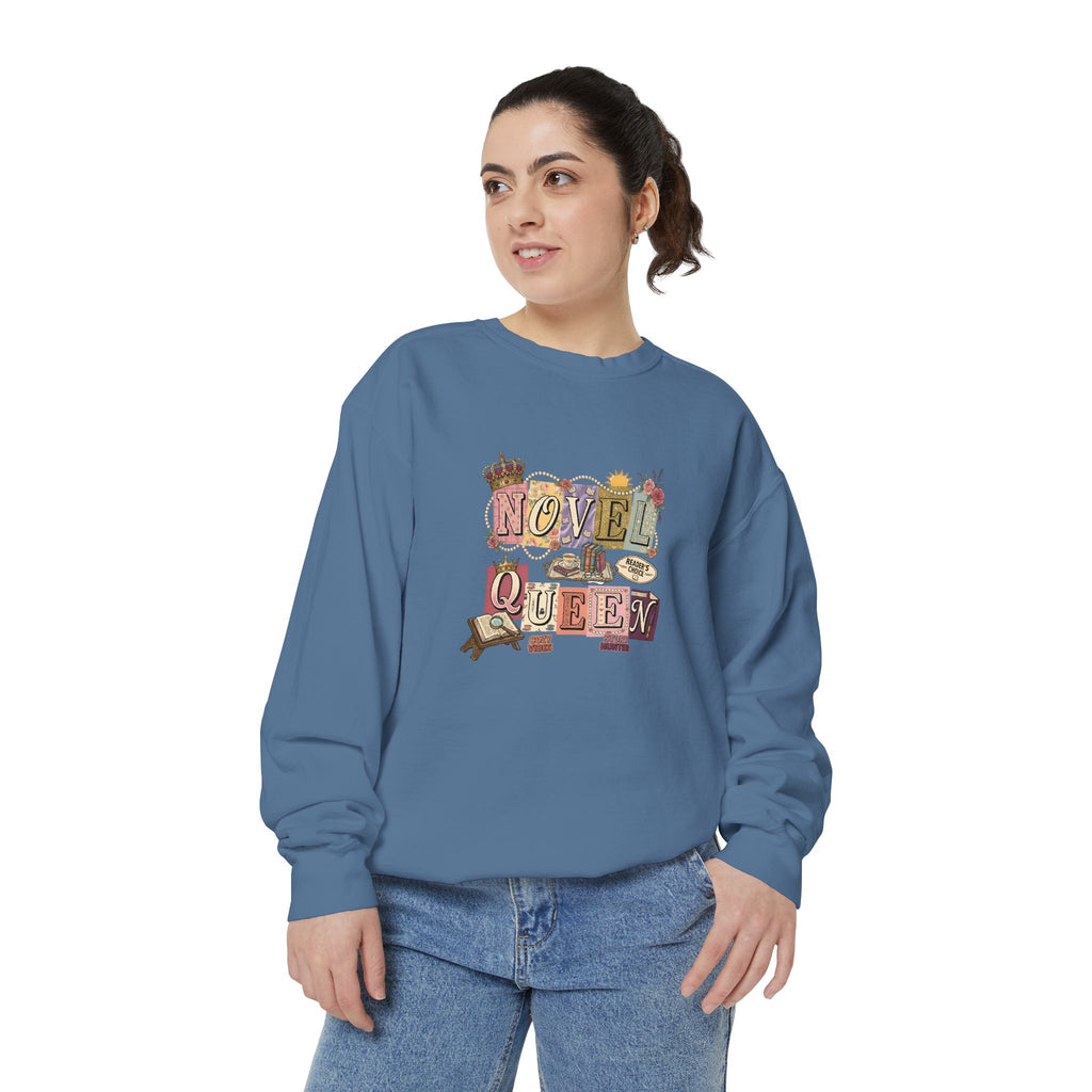 Novel Queen Sweatshirt — Vintage Booklover Literary Graphic Crewneck