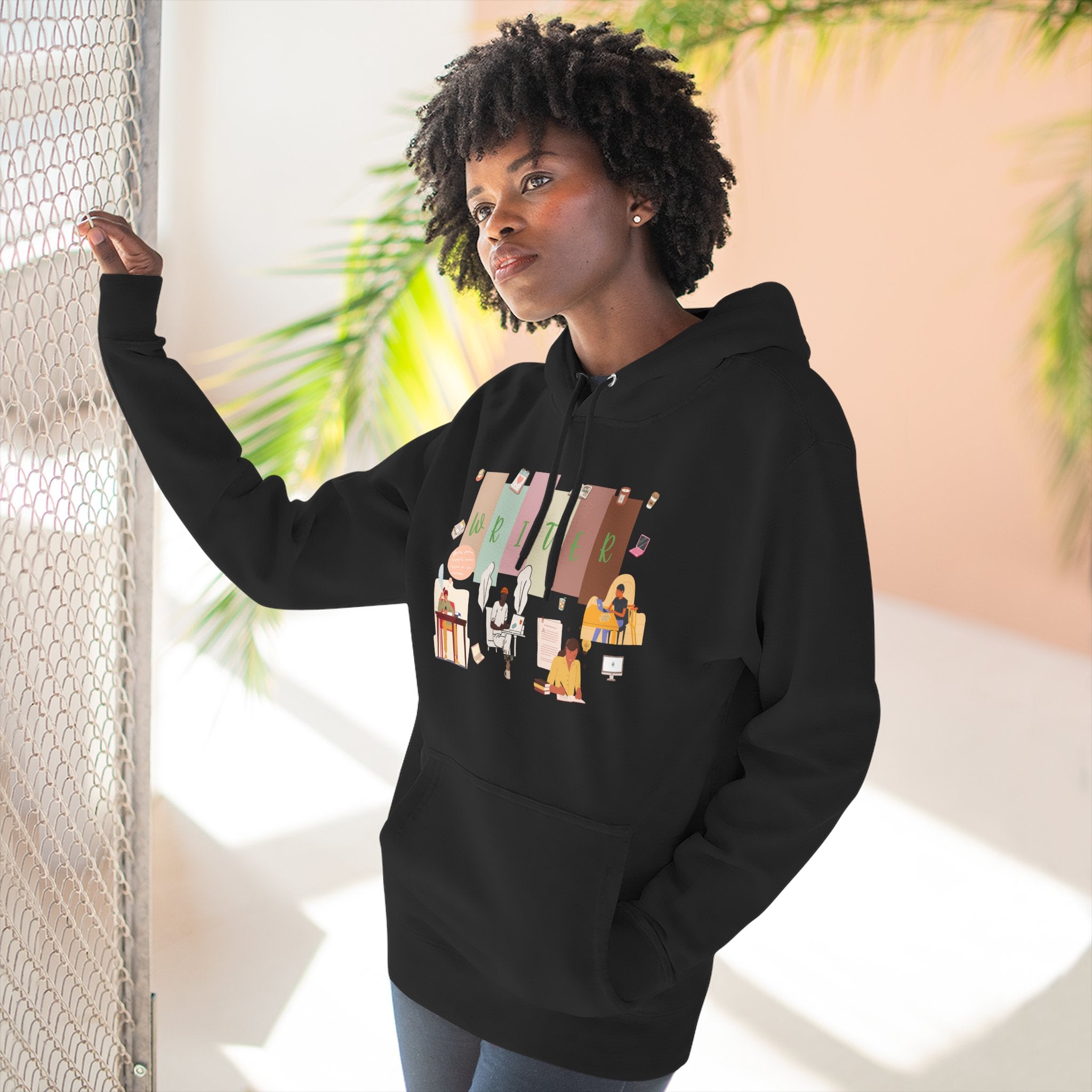Writer Hoodie — Cozy Typewriter & Notebook Literary Sweatshirt