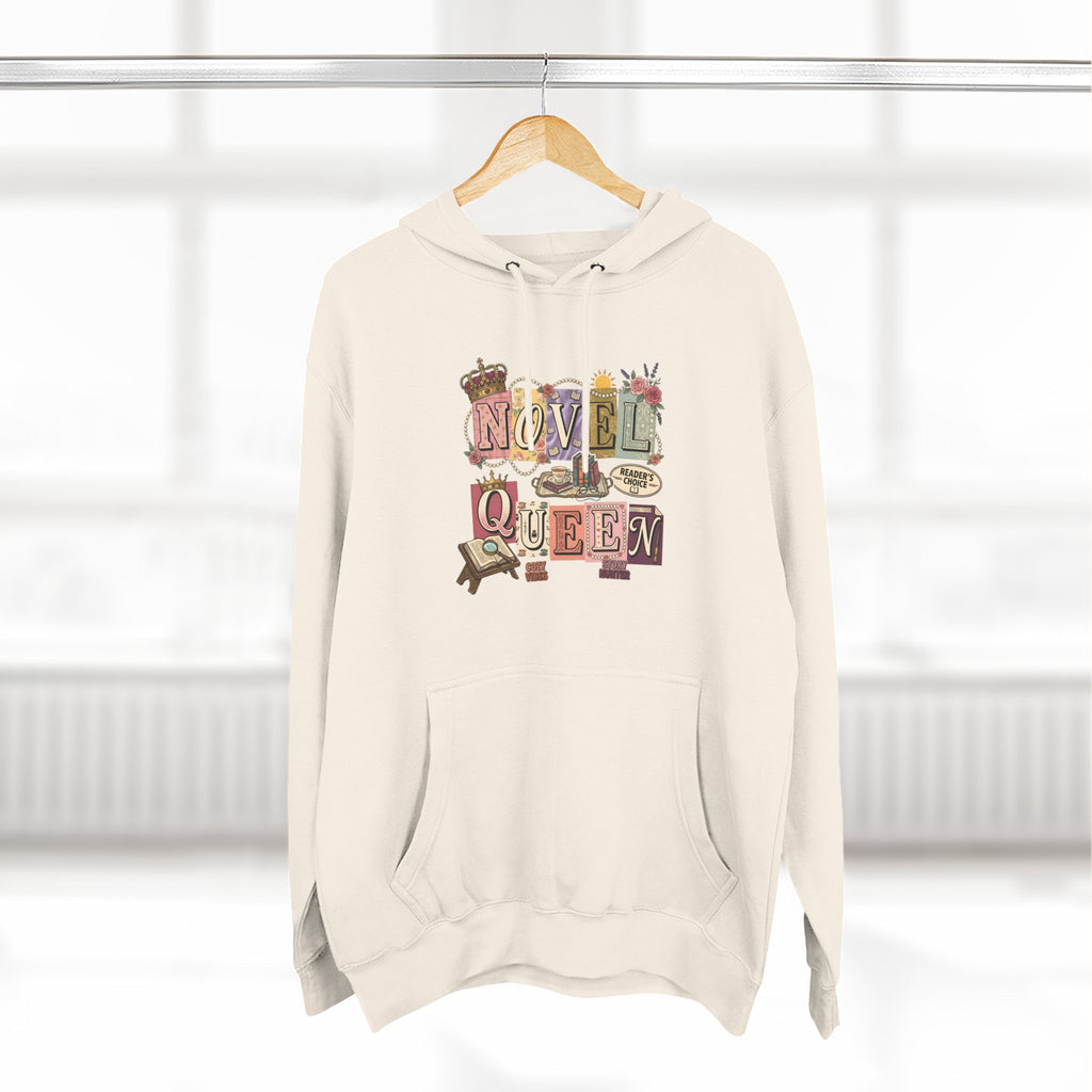 Novel Queen Hoodie — Vintage Book Lover Graphic Pullover