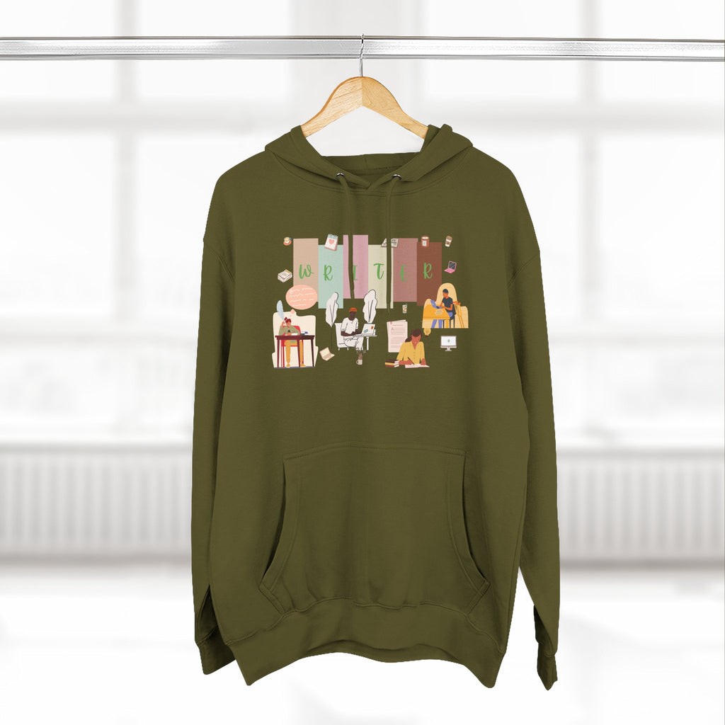 Writer Hoodie — Cozy Typewriter & Notebook Literary Sweatshirt