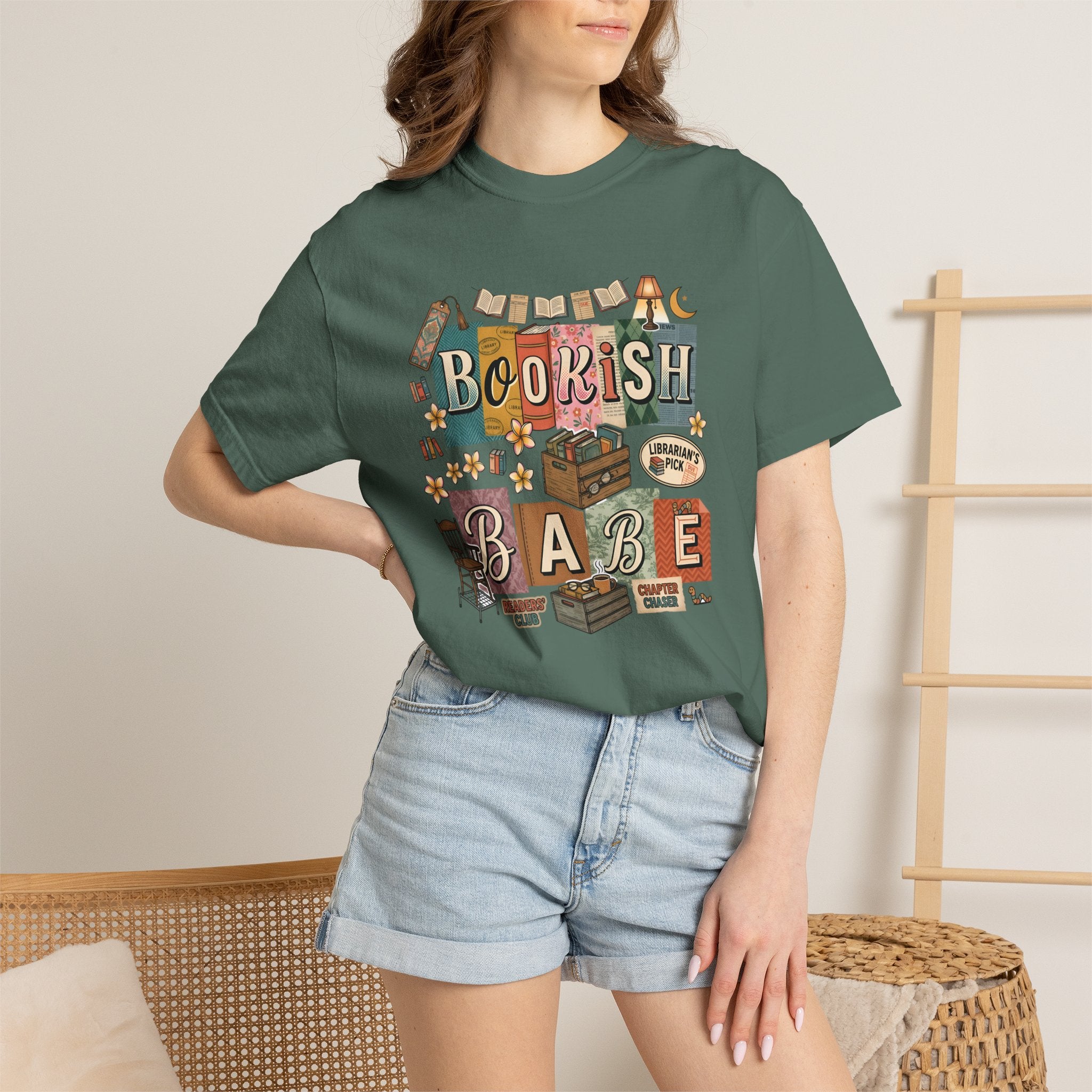 Bookish Babe T-Shirt — Cute Vintage Reading Graphic Tee for Book Lovers