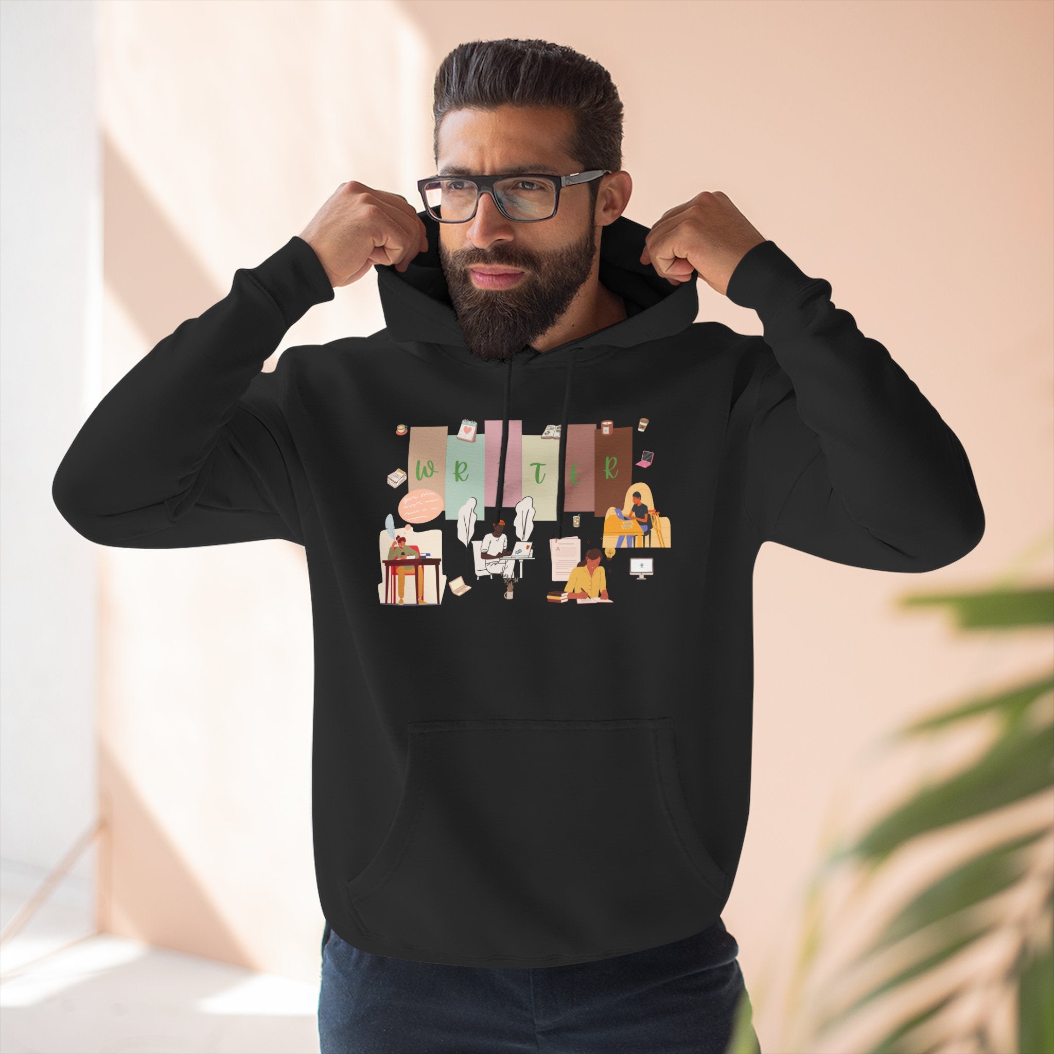 Writer Hoodie — Cozy Typewriter & Notebook Literary Sweatshirt