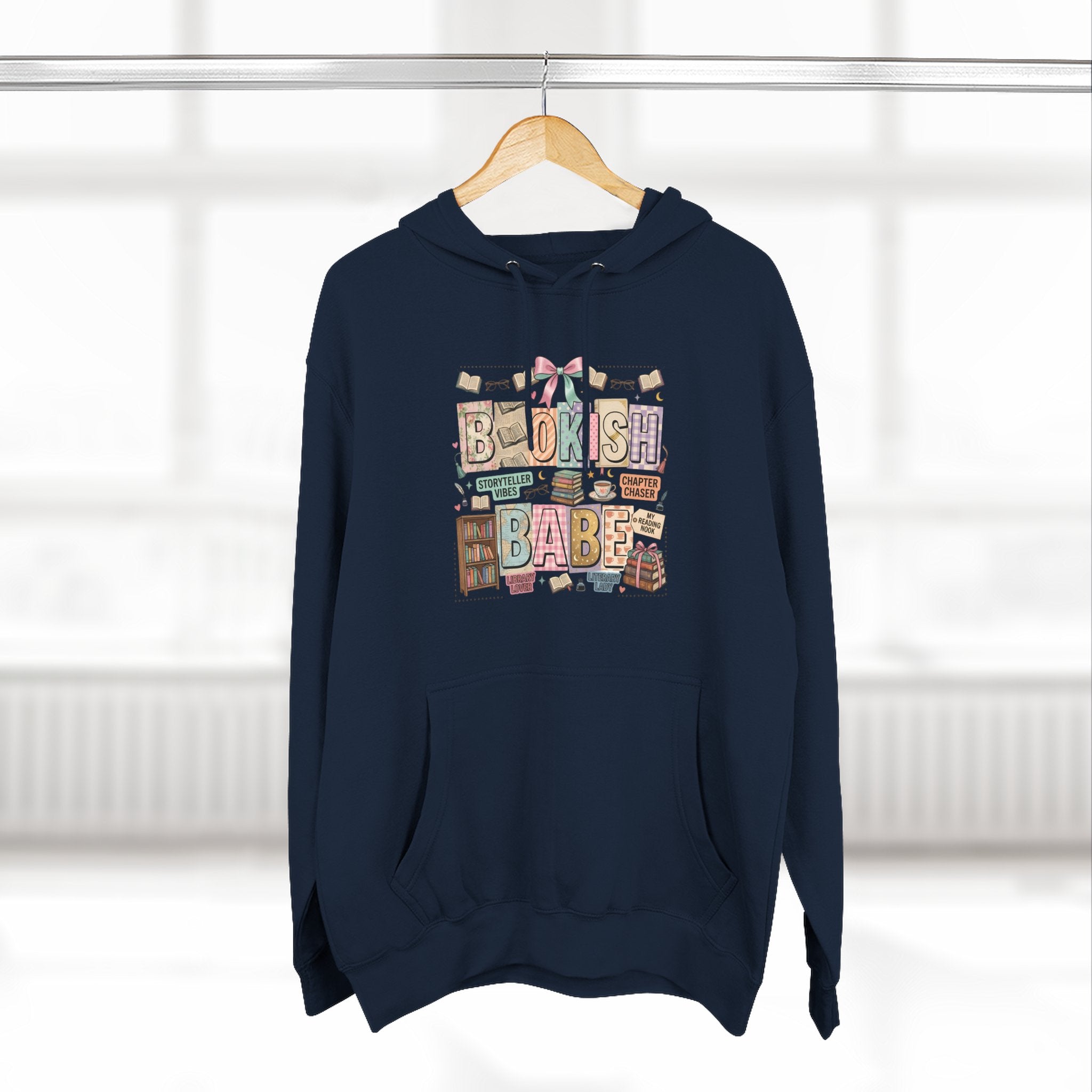 Bookish Babe Hoodie — Bohemian Vintage Collage Graphic Fleece Pullover