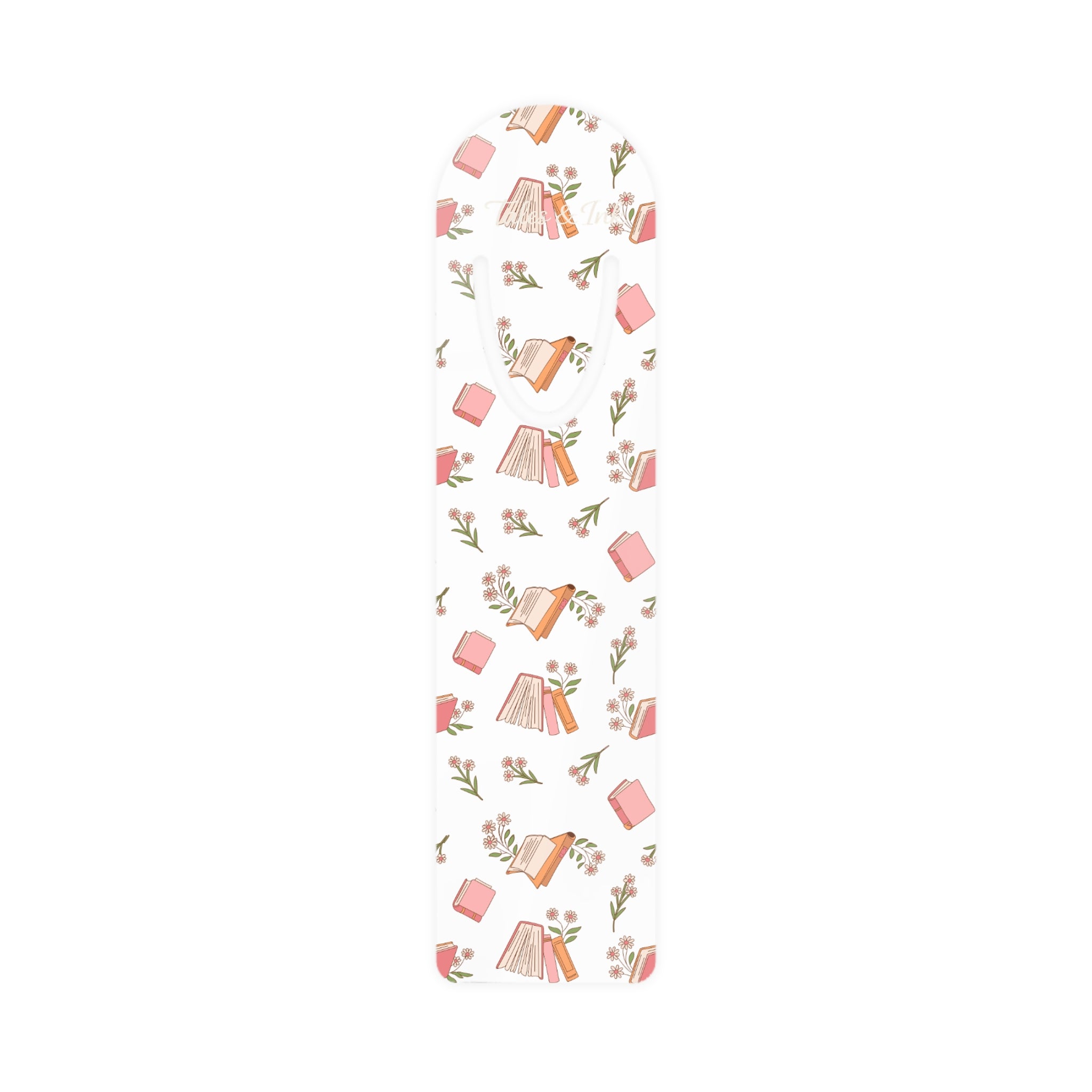 Floral Books & Tea Slim Bookmark — Cute Pastel Reading Gift