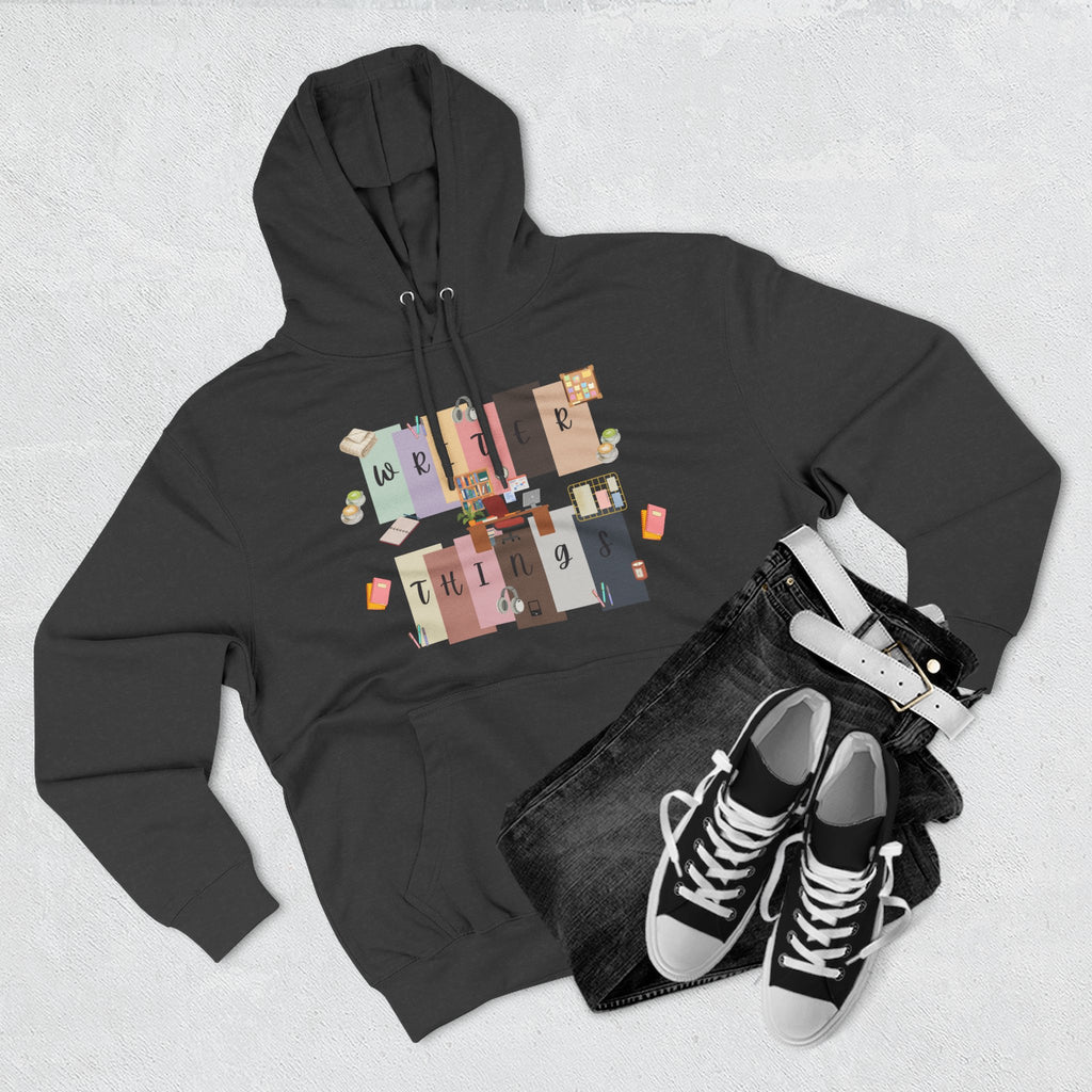 Writer Hoodie — Retro Collage Graphic "Writer Things" Comfort Pullover