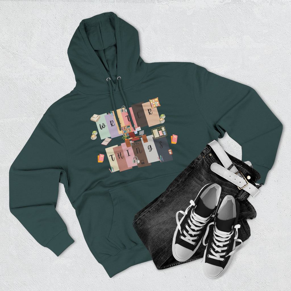 Writer Hoodie — Retro Collage Graphic "Writer Things" Comfort Pullover