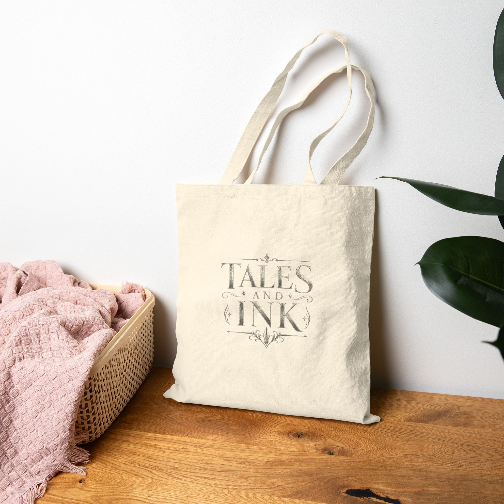 Tote Bag — 'Tales & Ink' Book Lovers Canvas Tote (Readers, Writers, Thinkers)