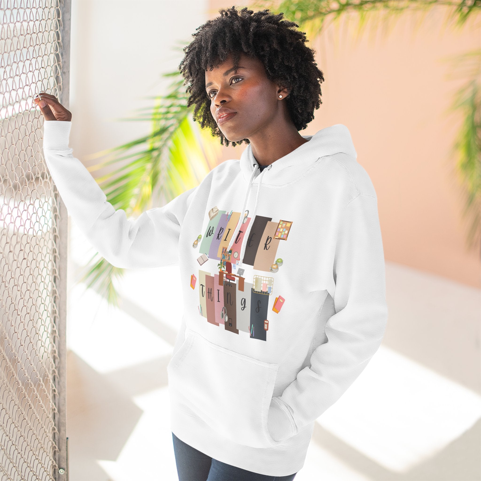 Writer Hoodie — Retro Collage Graphic "Writer Things" Comfort Pullover