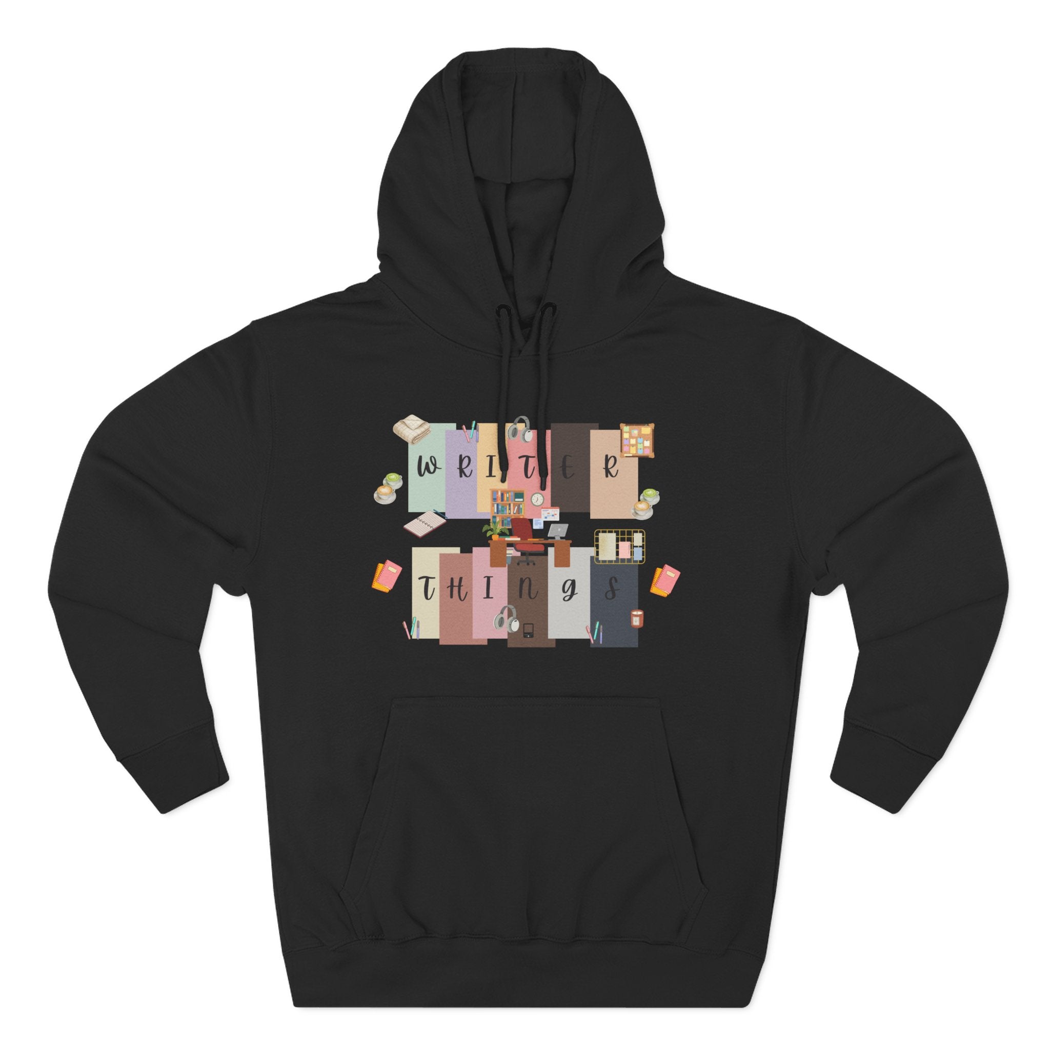 Writer Hoodie — Retro Collage Graphic "Writer Things" Comfort Pullover