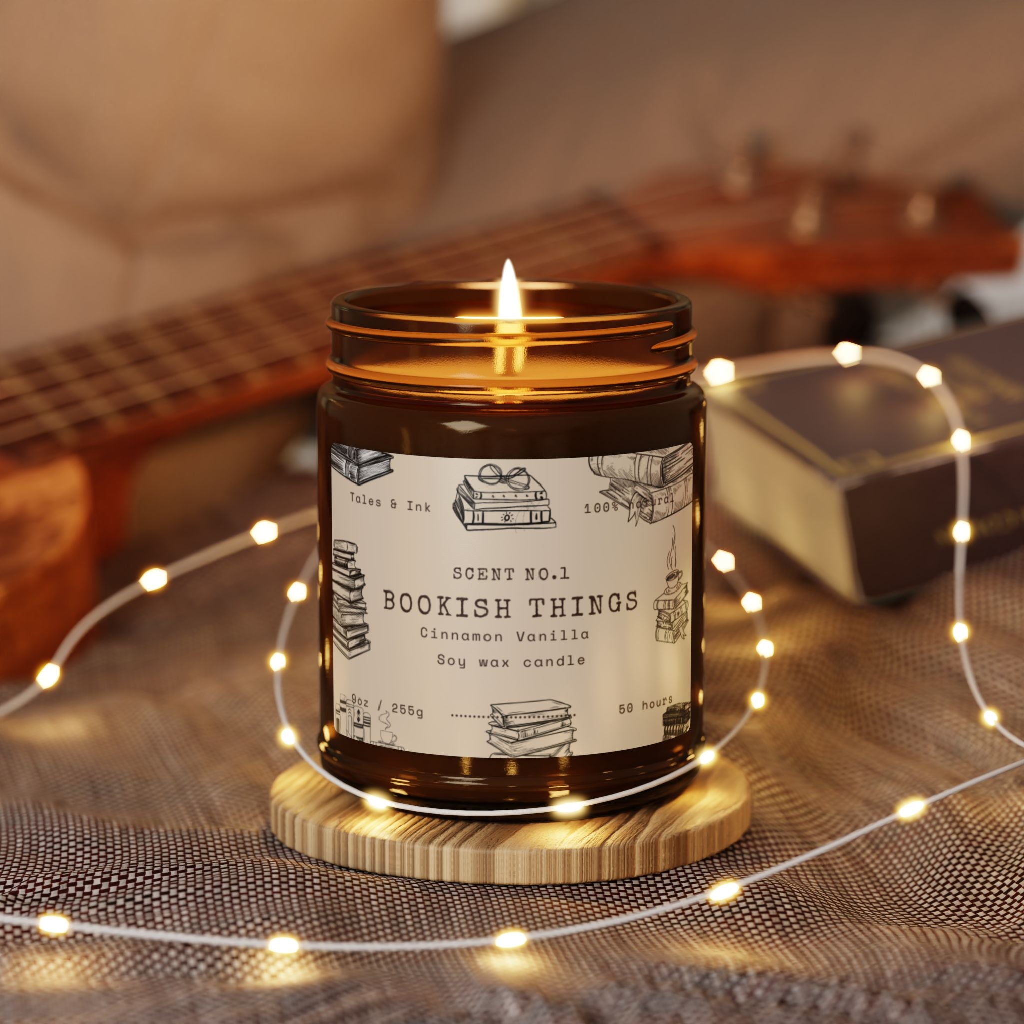 Bookish Things Soy Candle — Amber Jar Scented Candle (Multiple Sizes)