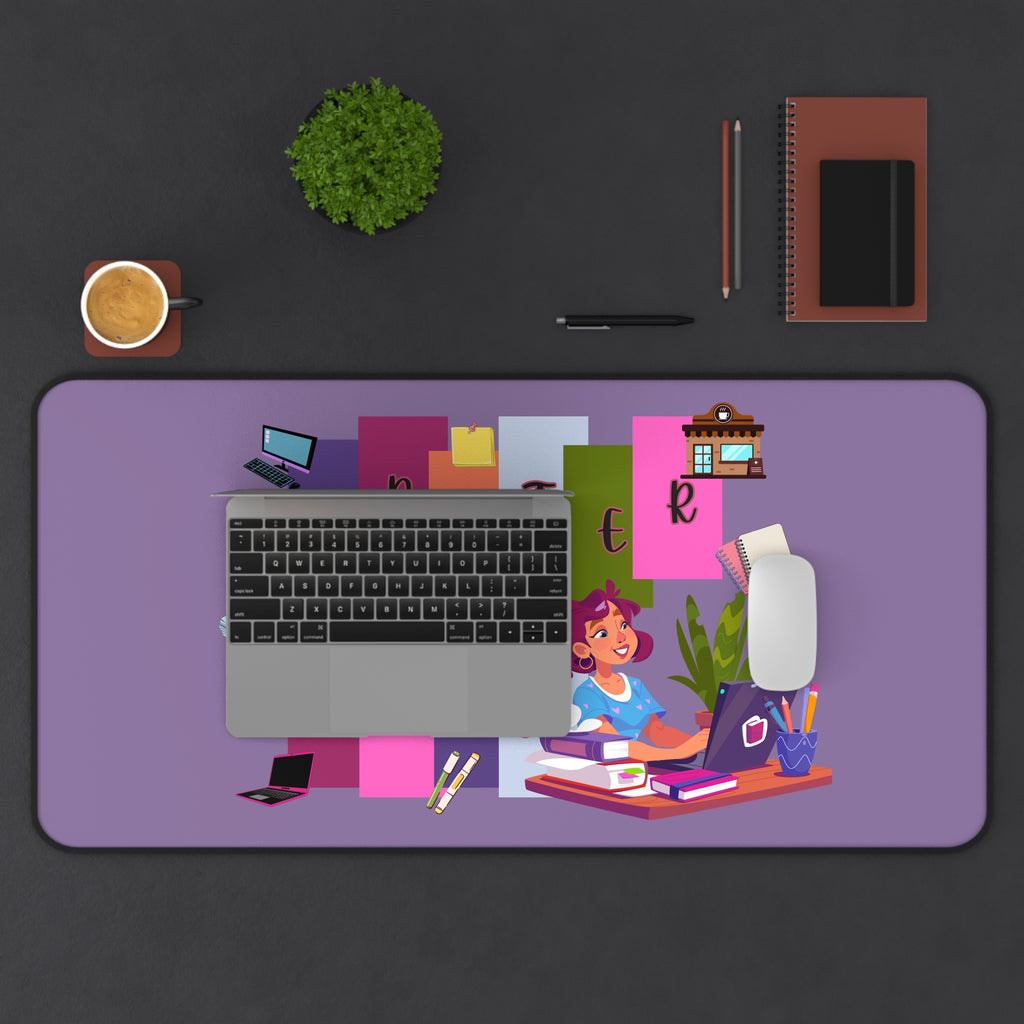 Writer Babe Desk Mat — Cute Purple Writing Desk Pad for Authors & Content Creators