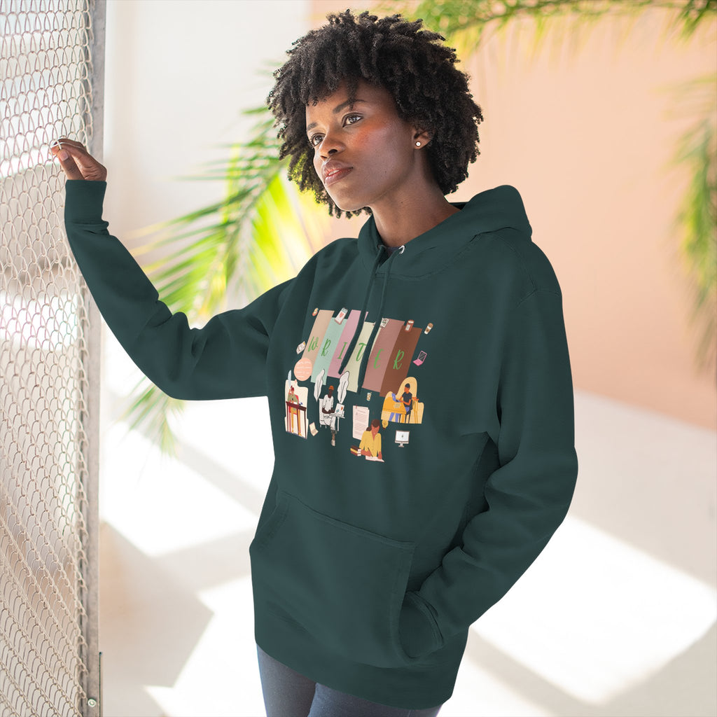 Writer Hoodie — Cozy Typewriter & Notebook Literary Sweatshirt