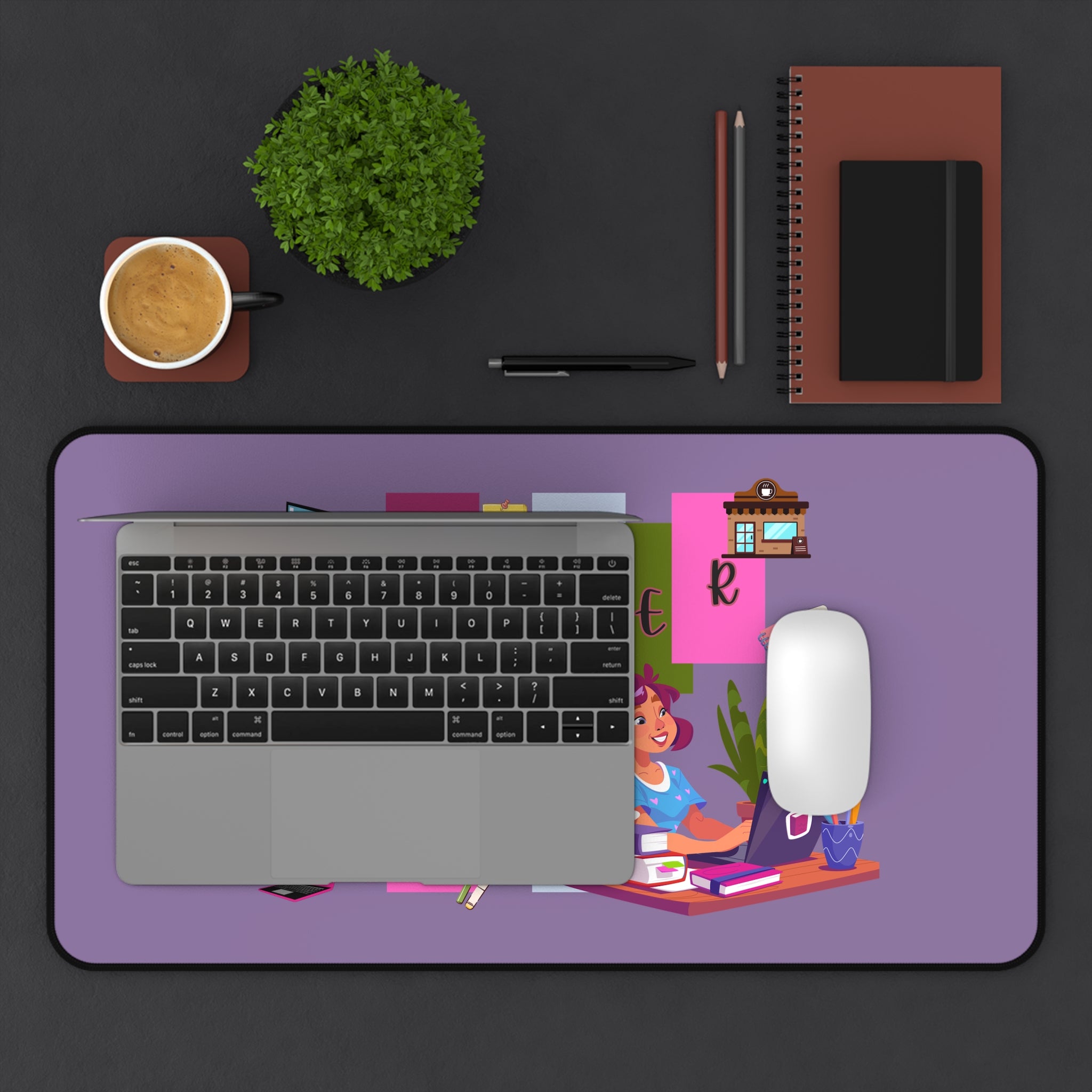 Writer Babe Desk Mat — Cute Purple Writing Desk Pad for Authors & Content Creators