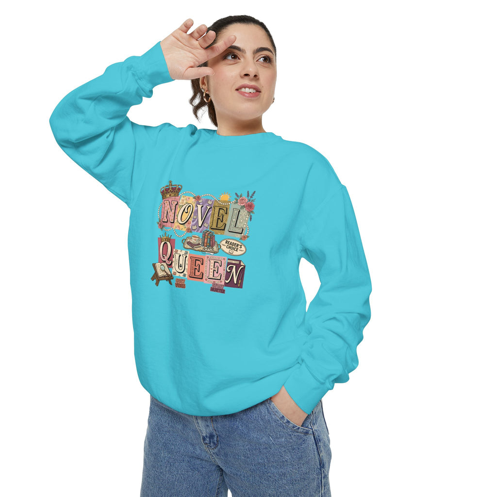 Novel Queen Sweatshirt — Vintage Booklover Literary Graphic Crewneck