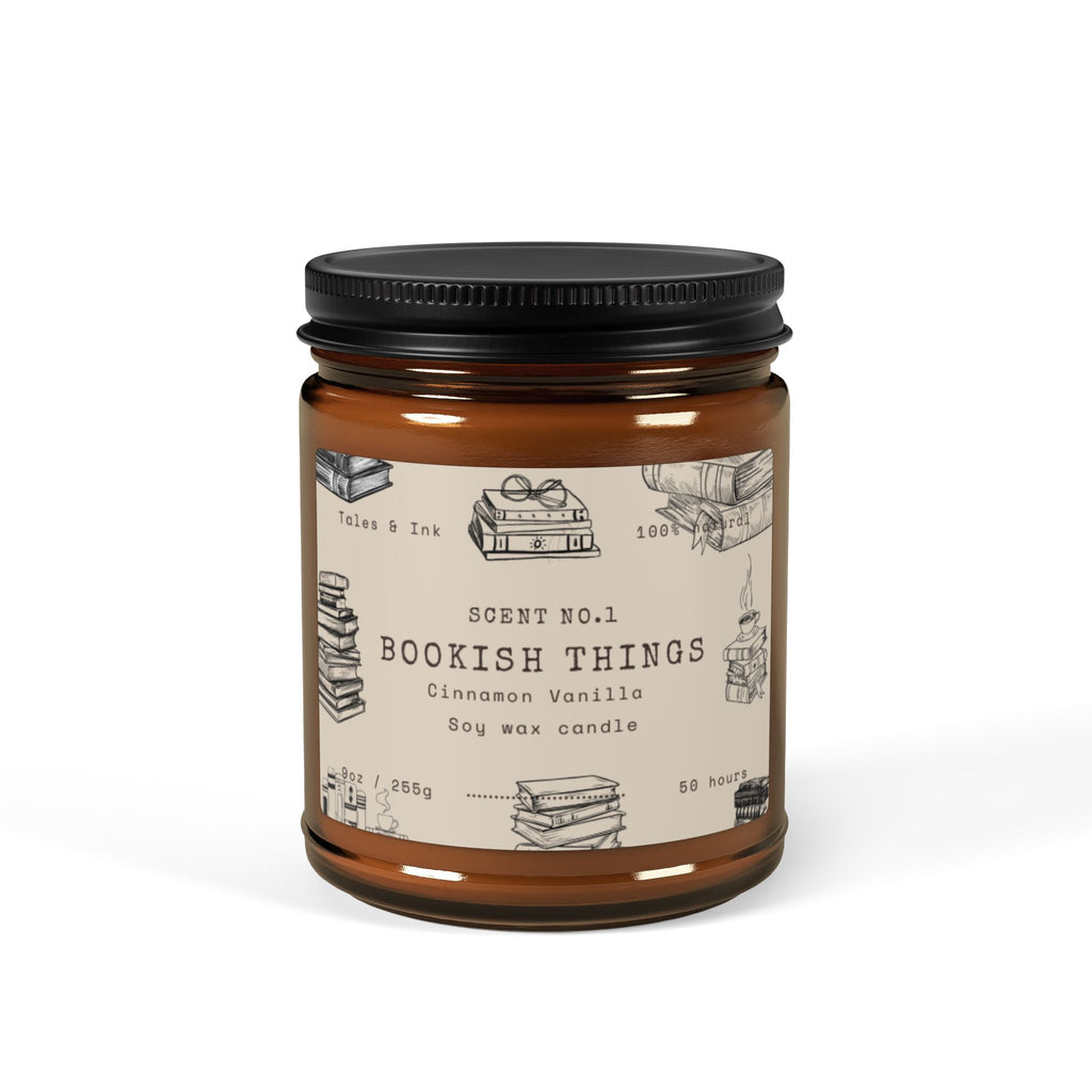 Bookish Things Soy Candle — Amber Jar Scented Candle (Multiple Sizes)