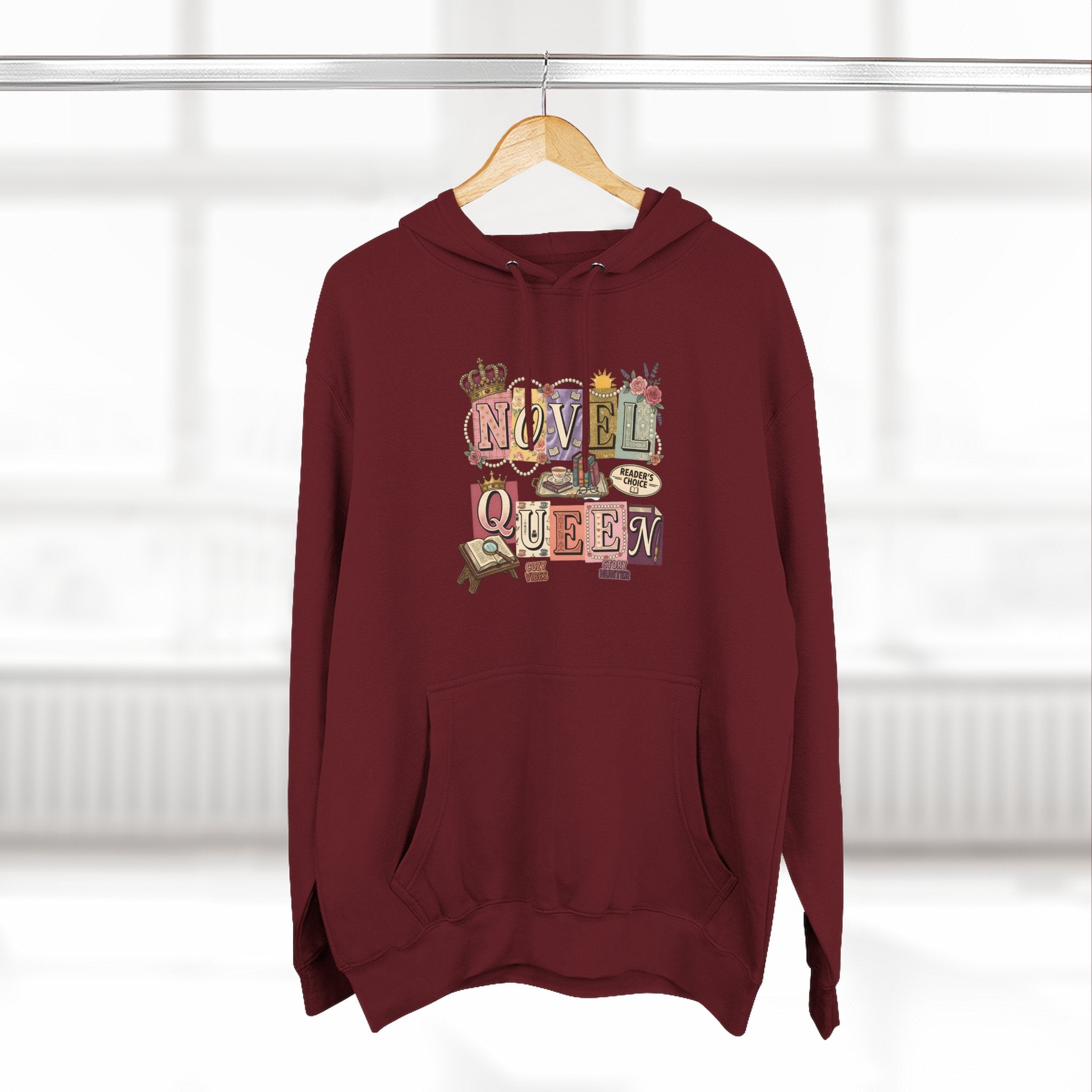 Novel Queen Hoodie — Vintage Book Lover Graphic Pullover