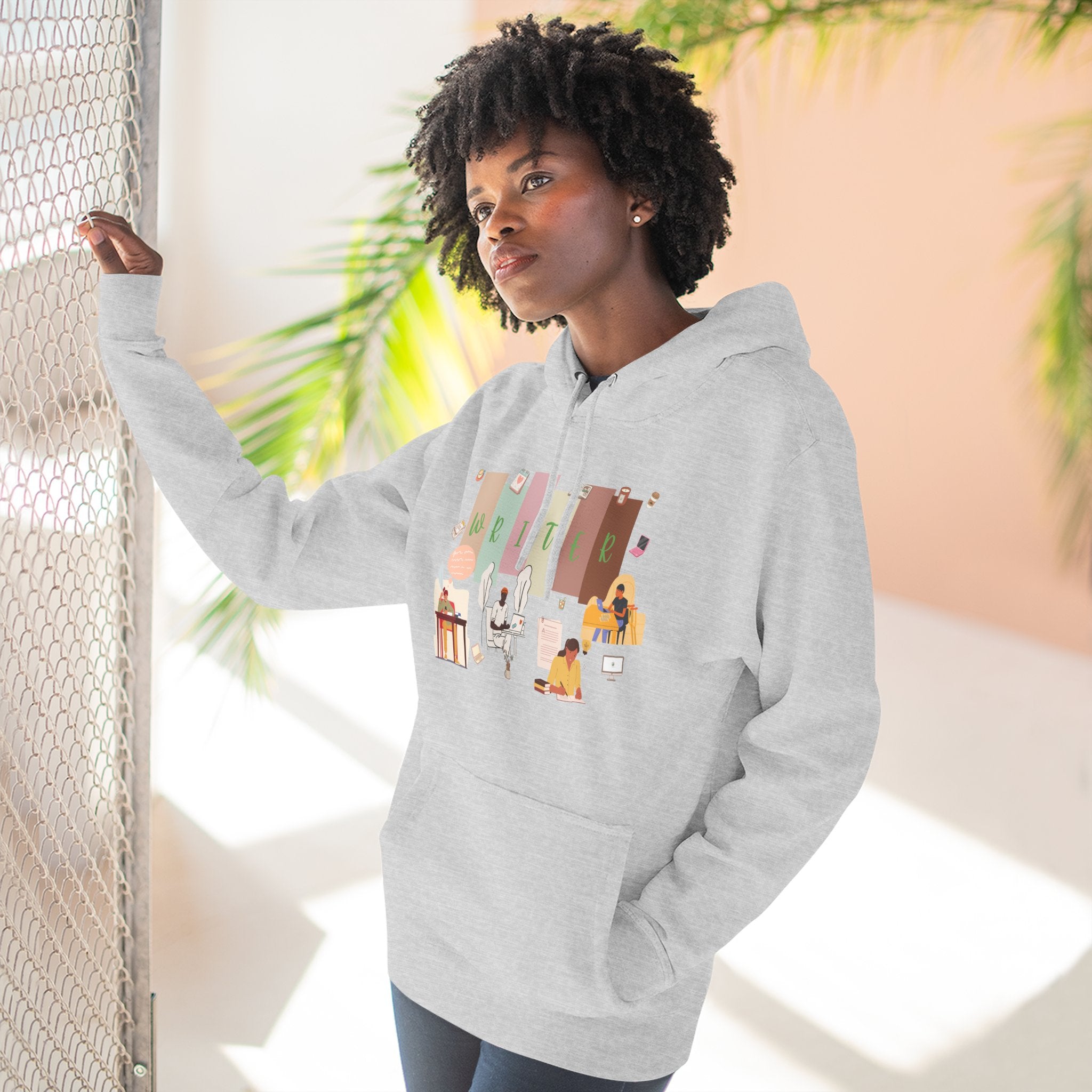 Writer Hoodie — Cozy Typewriter & Notebook Literary Sweatshirt