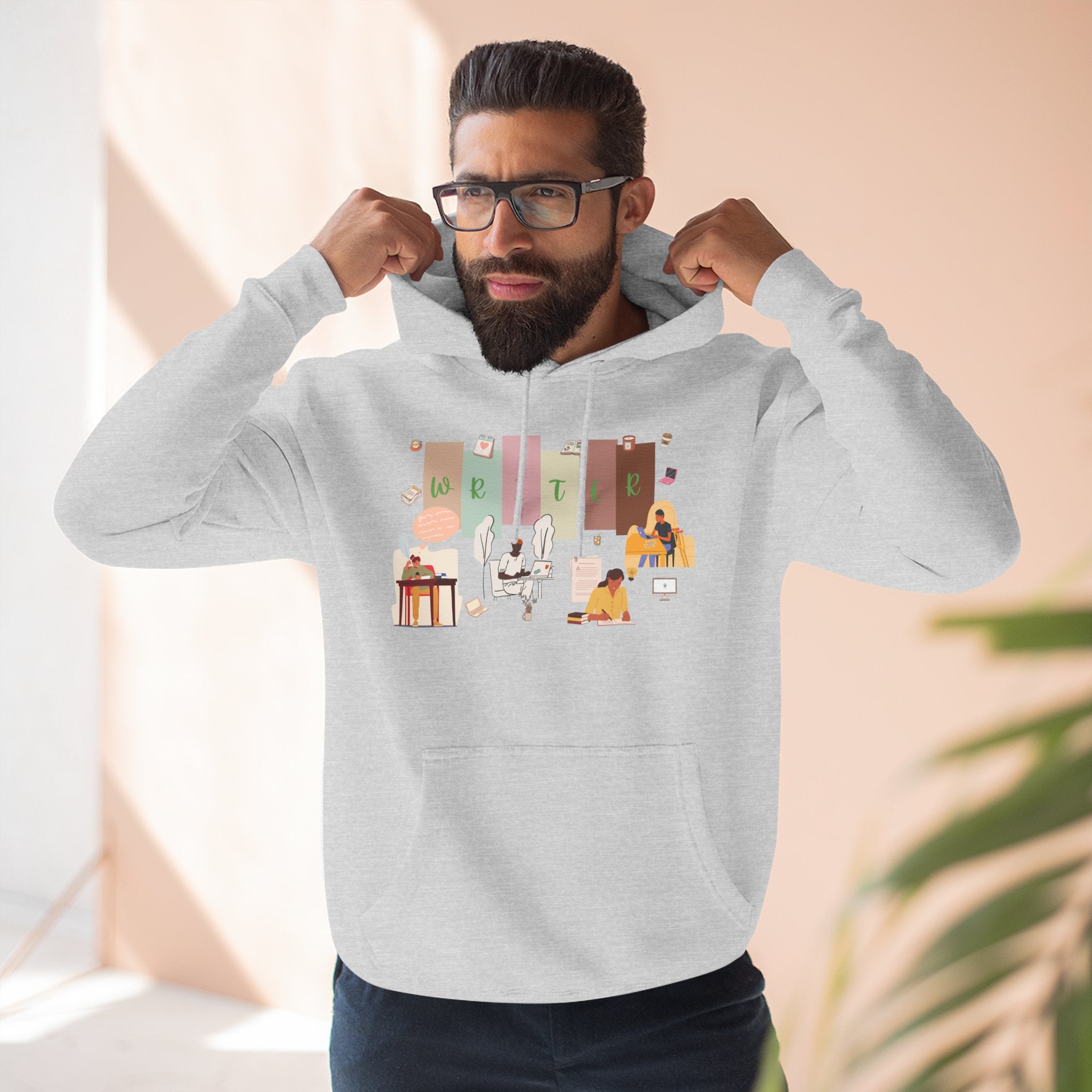 Writer Hoodie — Cozy Typewriter & Notebook Literary Sweatshirt
