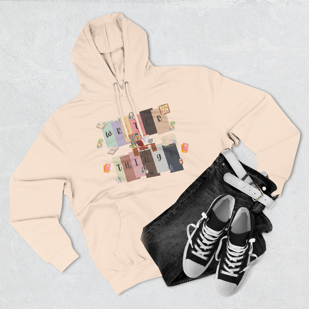 Writer Hoodie — Retro Collage Graphic "Writer Things" Comfort Pullover