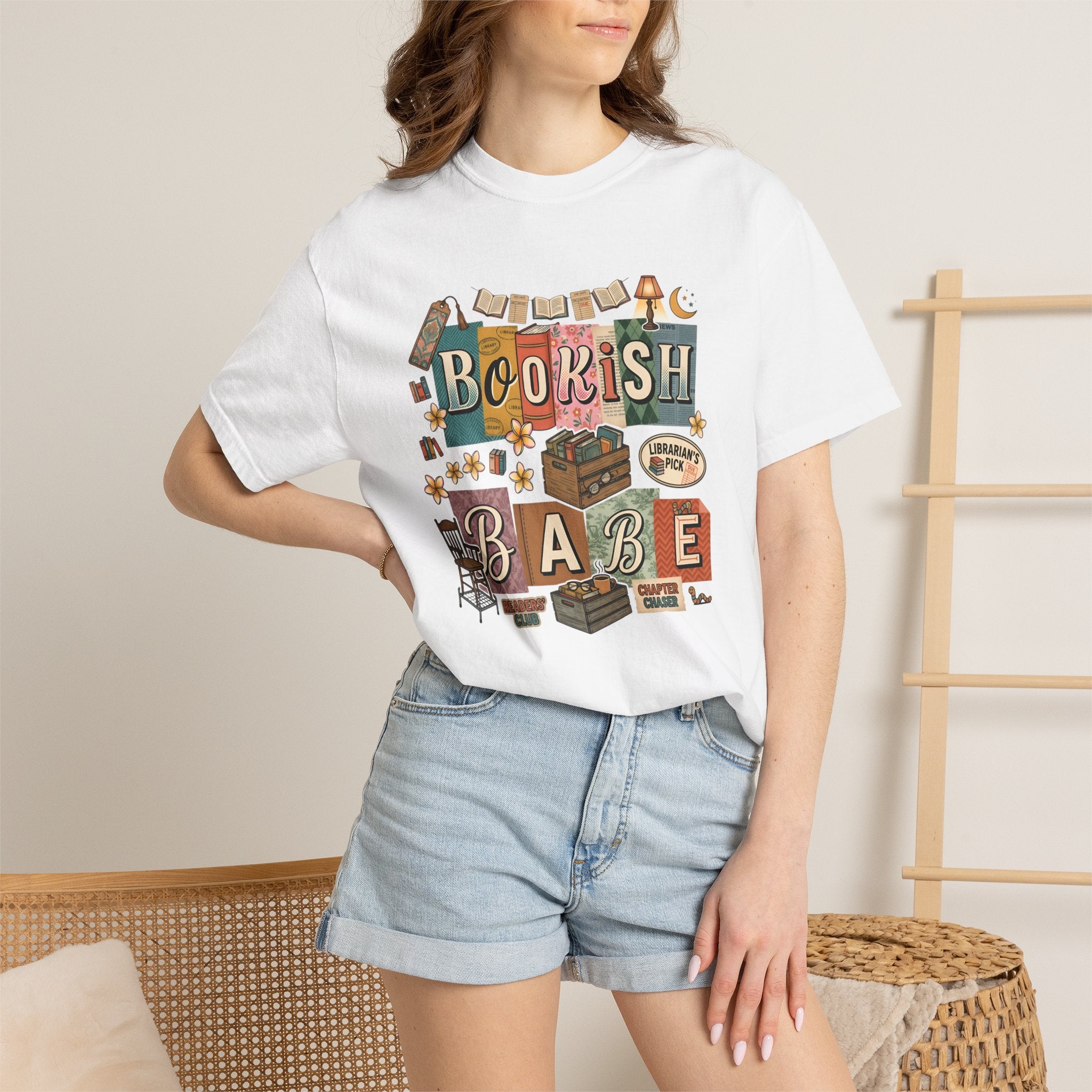 Bookish Babe T-Shirt — Cute Vintage Reading Graphic Tee for Book Lovers