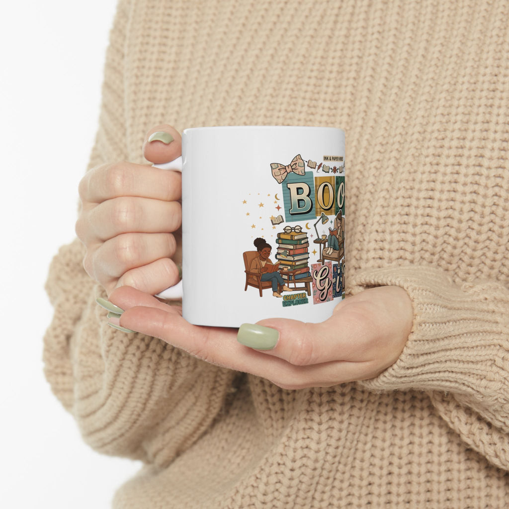 Book Girl Ceramic Mug – Cozy Reading Coffee Cup (11oz, 15oz)