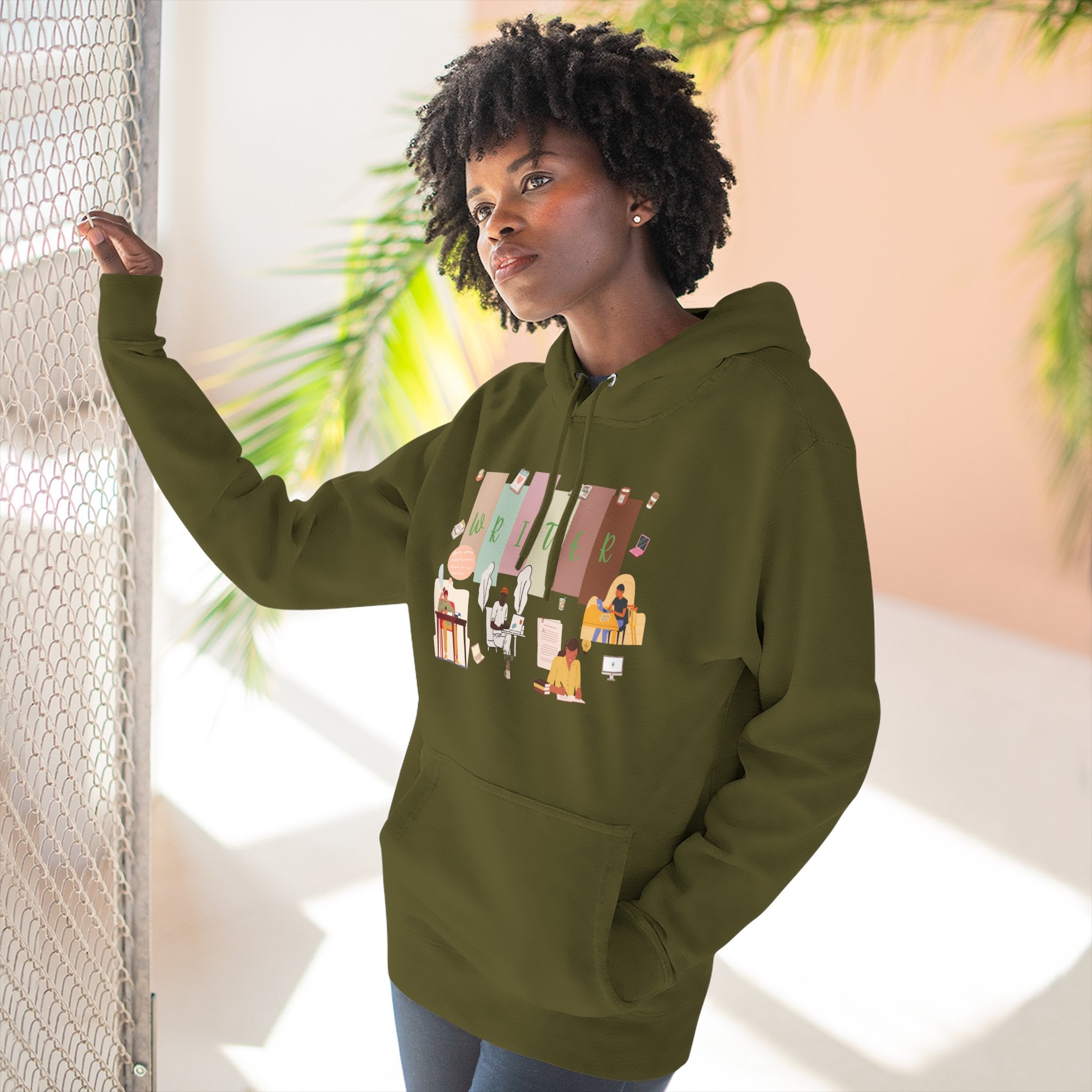 Writer Hoodie — Cozy Typewriter & Notebook Literary Sweatshirt