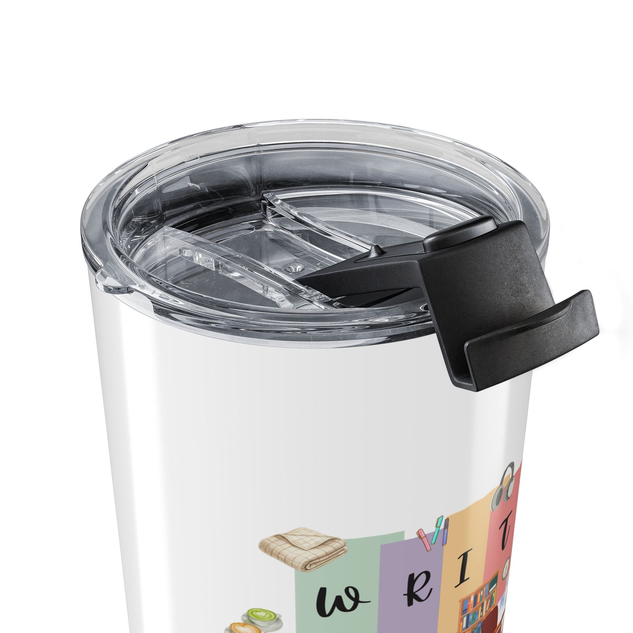 20oz Coffee Tumbler – "Writing Things" Writer Desk Illustration