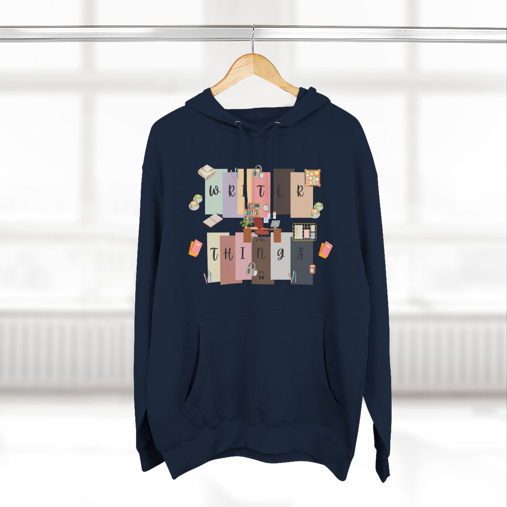 Writer Hoodie — Retro Collage Graphic "Writer Things" Comfort Pullover