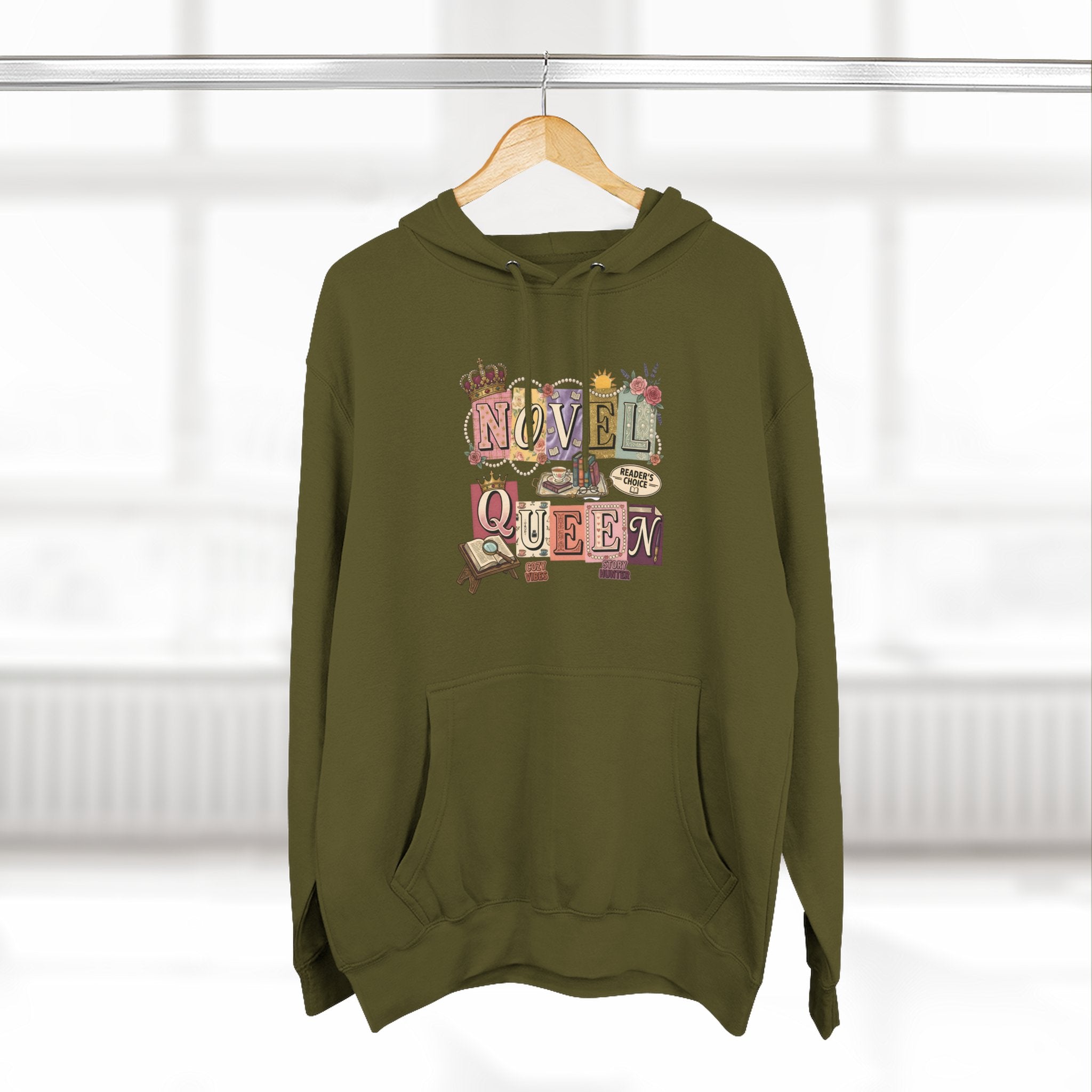 Novel Queen Hoodie — Vintage Book Lover Graphic Pullover