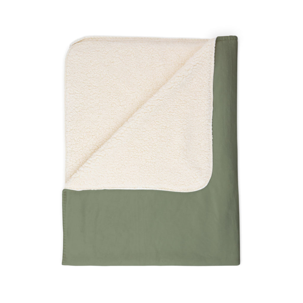 Sherpa Blanket – Soft Olive Fleece Cozy Throw (Tales & Ink Script)