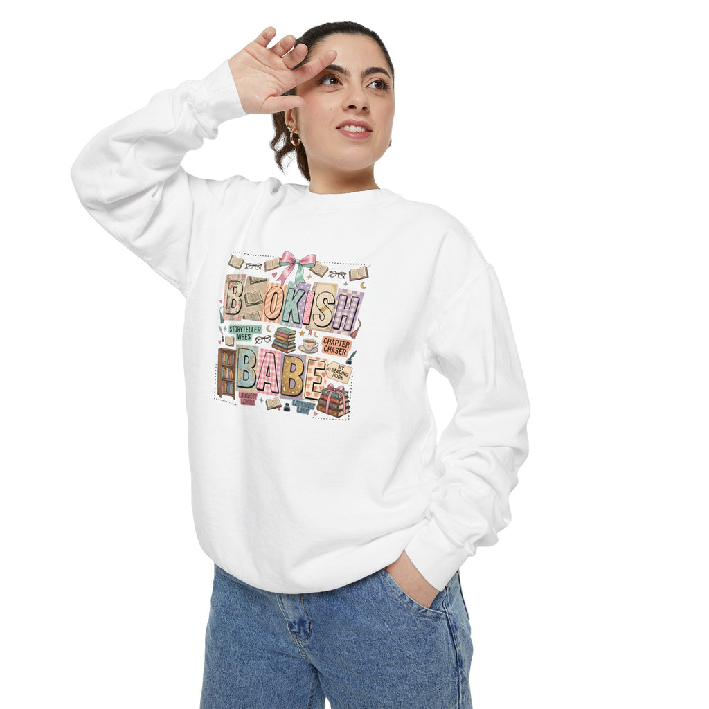 Bookish Babe Sweatshirt — Cute Pastel Reading Graphic Crewneck