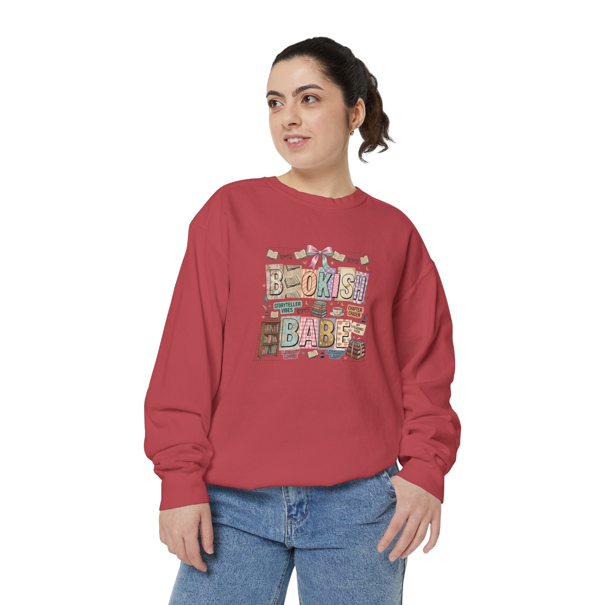 Bookish Babe Sweatshirt — Cute Pastel Reading Graphic Crewneck