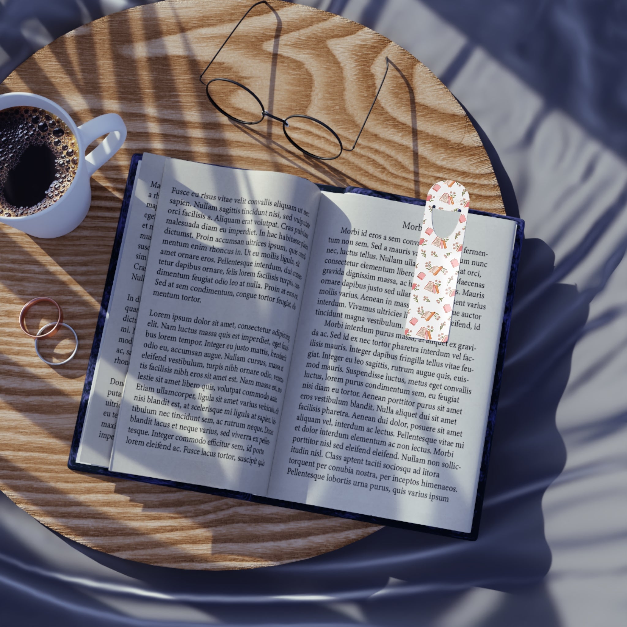 Floral Books & Tea Slim Bookmark — Cute Pastel Reading Gift