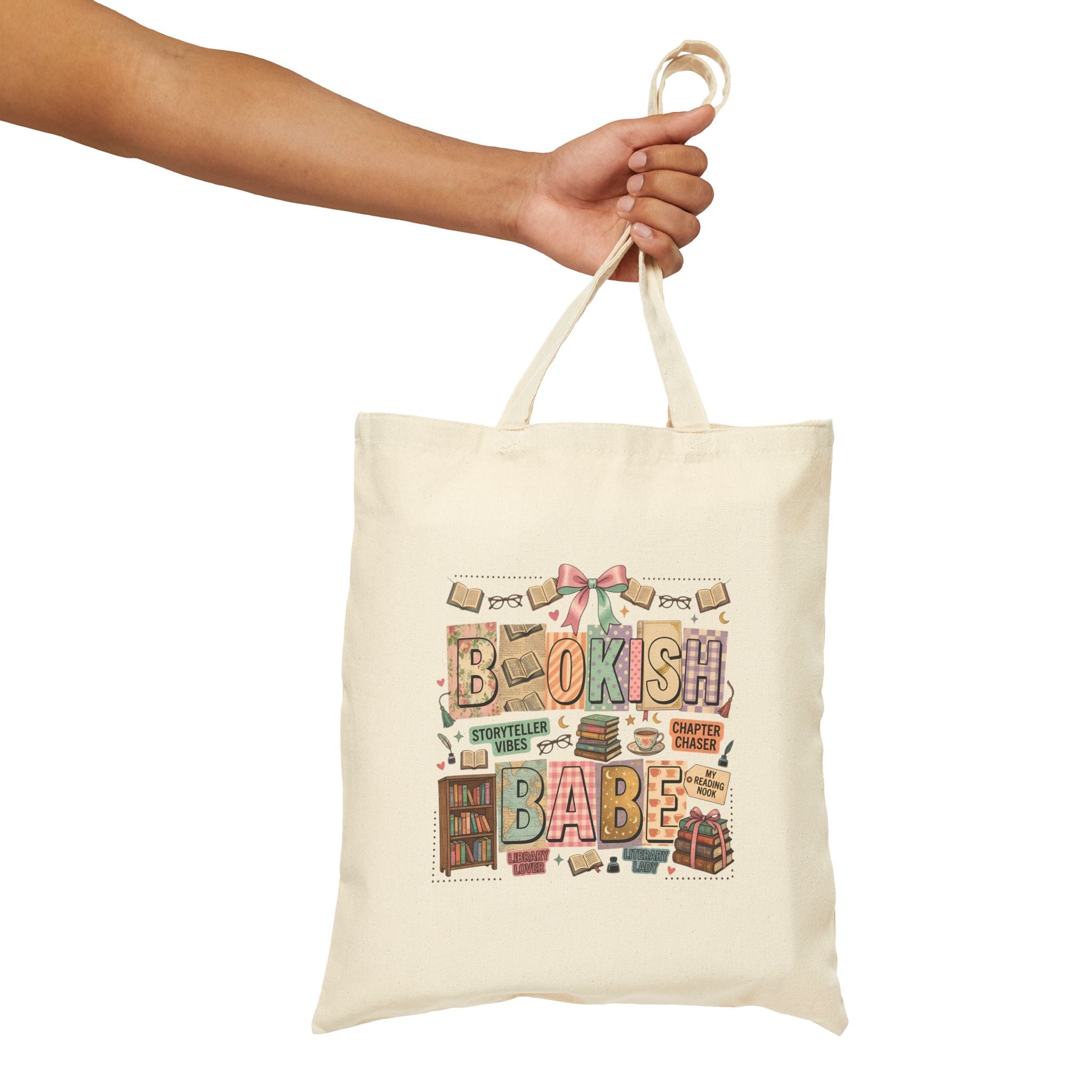 Bookish Babe Tote Bag — Cute Vintage Book Lover Canvas Tote