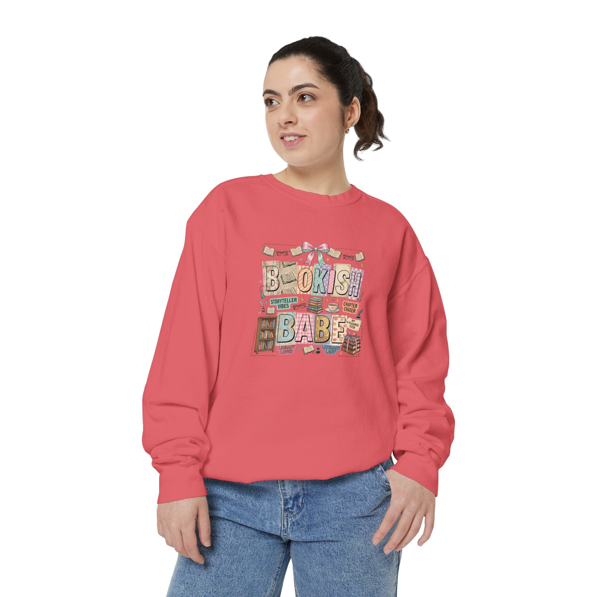 Bookish Babe Sweatshirt — Cute Pastel Reading Graphic Crewneck